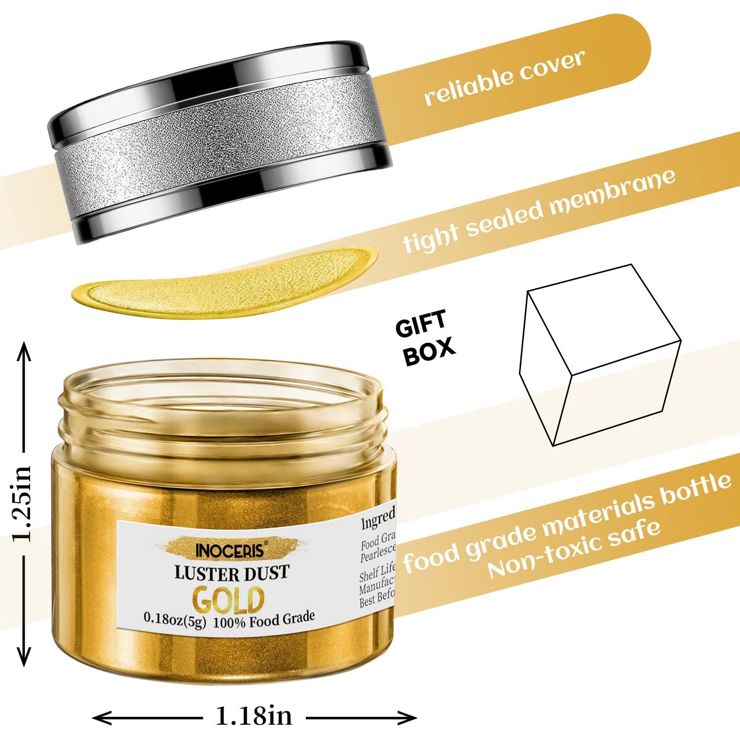 Polvo Brillante Comestible INOCERIS 5g Color Dorado