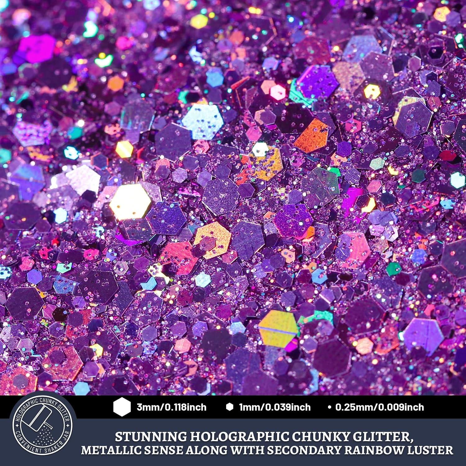 Purpurina Holográfica Gruesa LEOBRO 160g Lavanda Claro