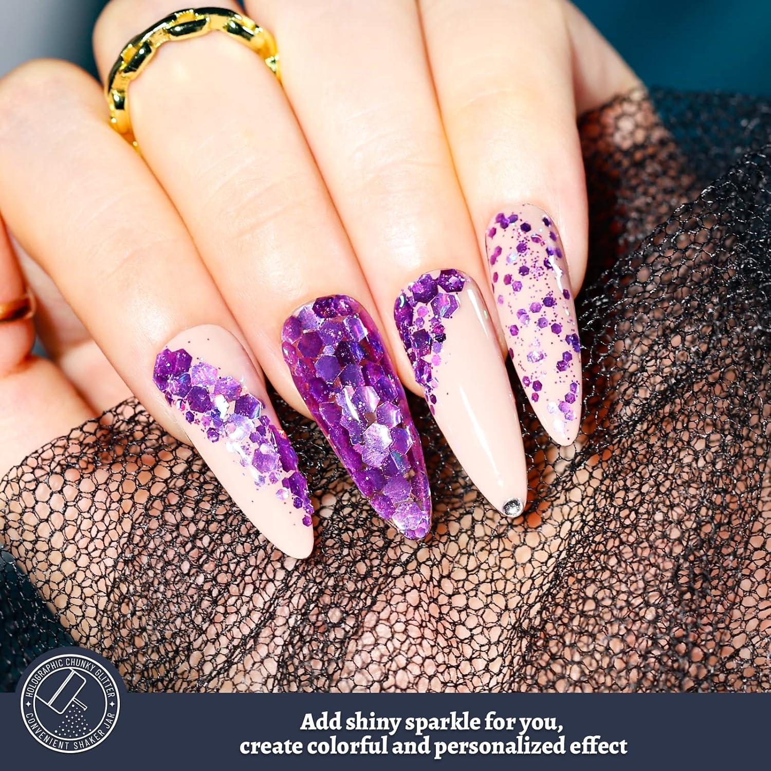 Purpurina Holográfica Gruesa LEOBRO 160g Lavanda Claro