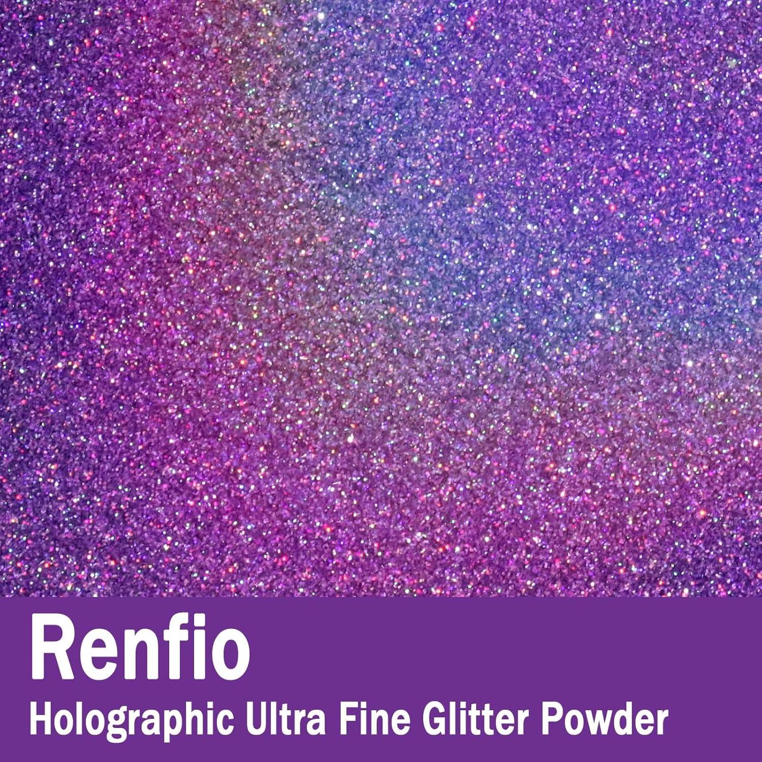 Polvo de Purpurina Holográfica Renfio 60g Púrpura Luz Láser