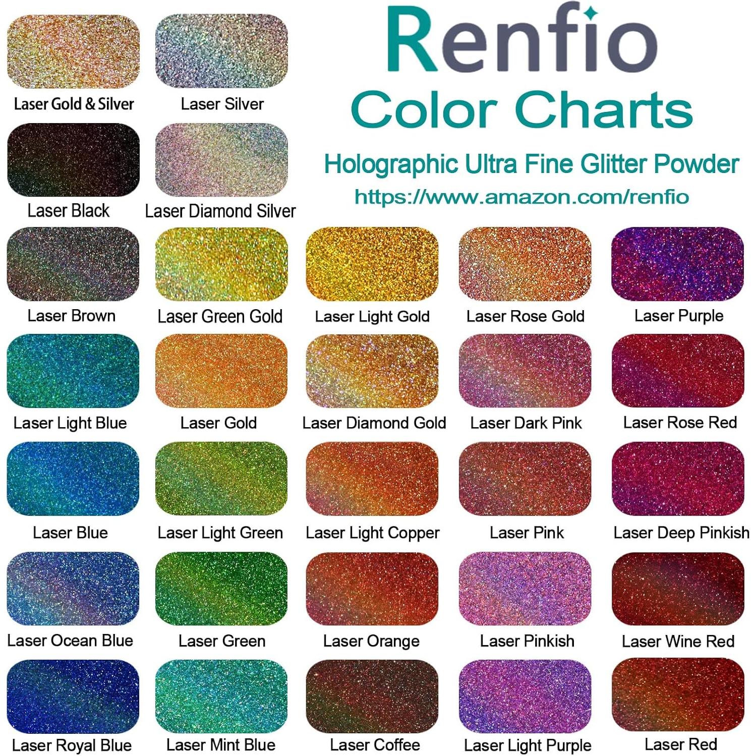 Polvo de Purpurina Holográfica Renfio 60g Púrpura Luz Láser