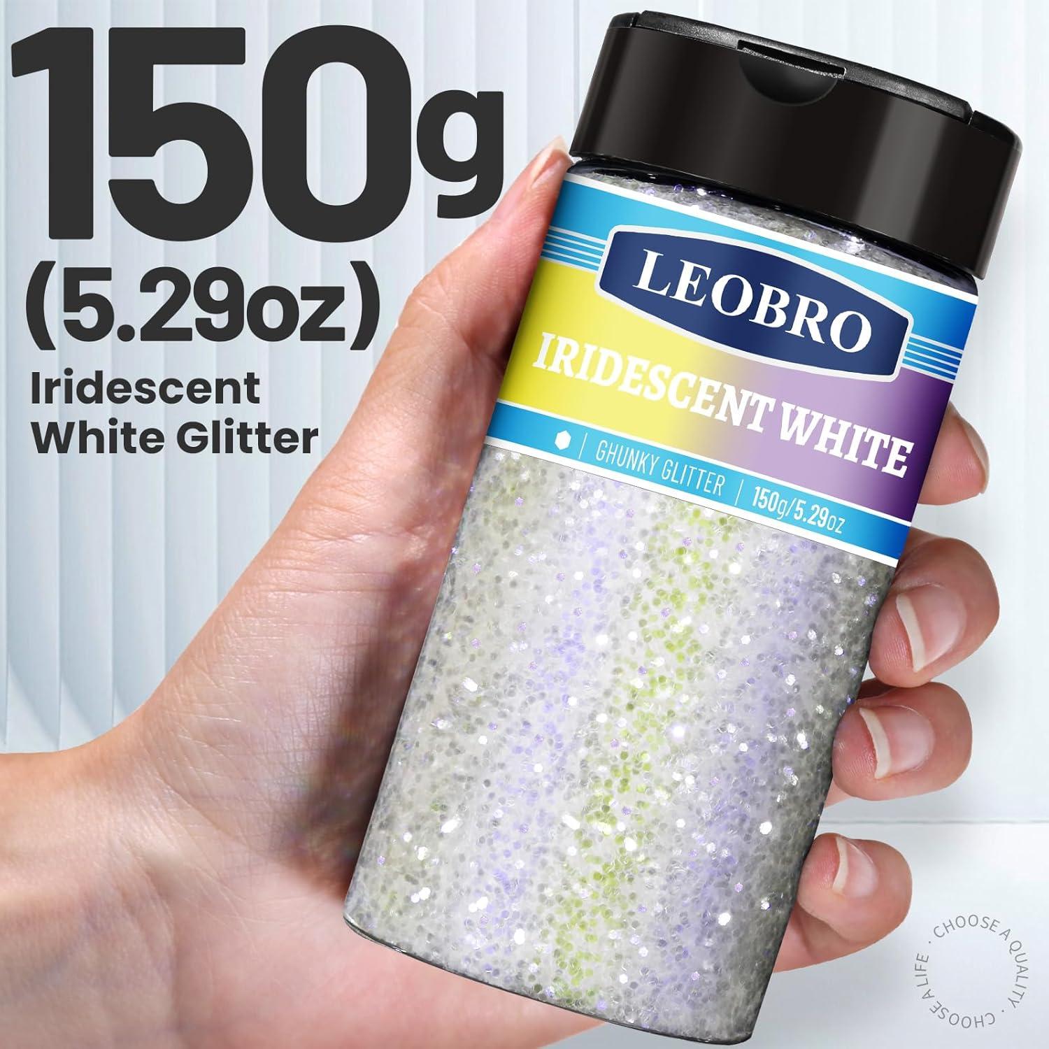 Glitter Blanco Iridiscente LEOBRO 150g para Manualidades DIY