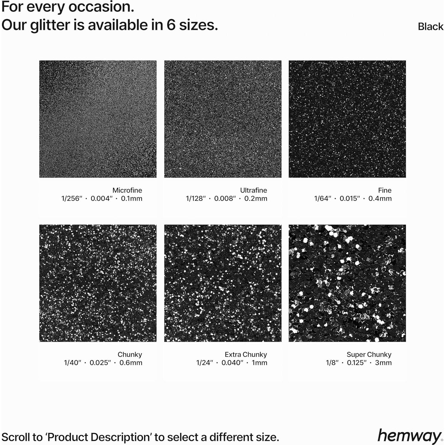 Glitter Negro Hemway Super Chunky para Manualidades 130 g