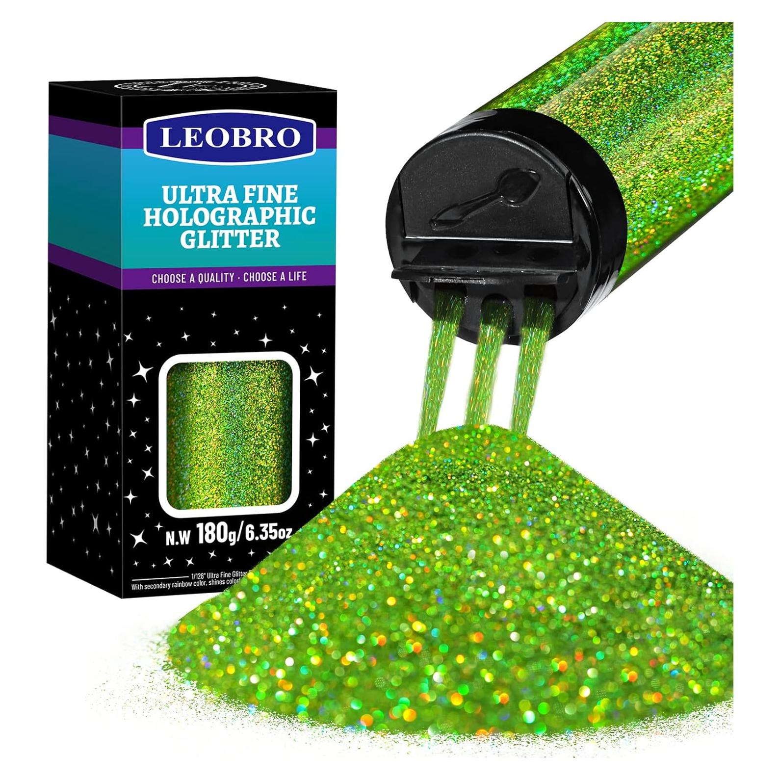 Purpurina Holográfica Verde Claro LEOBRO 180g para Manualidades