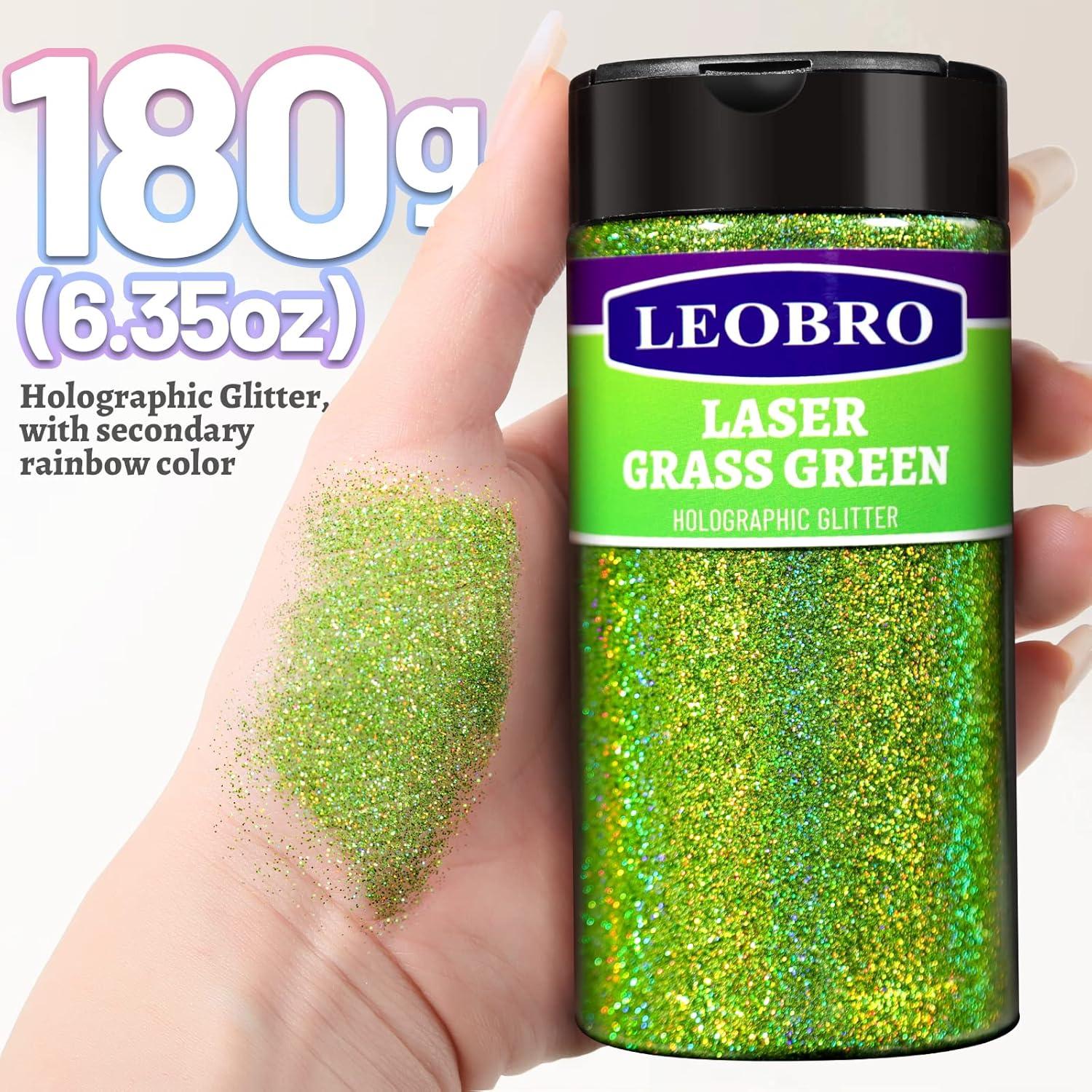Purpurina Holográfica Verde Claro LEOBRO 180g para Manualidades