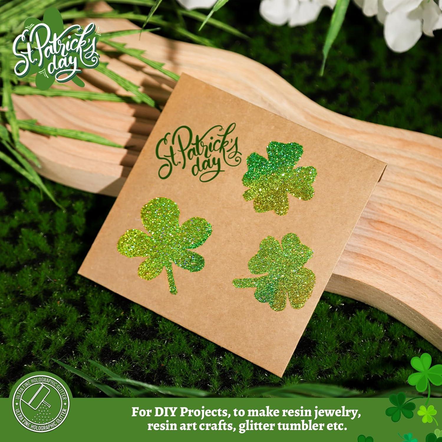 Purpurina Holográfica Verde Claro LEOBRO 180g para Manualidades