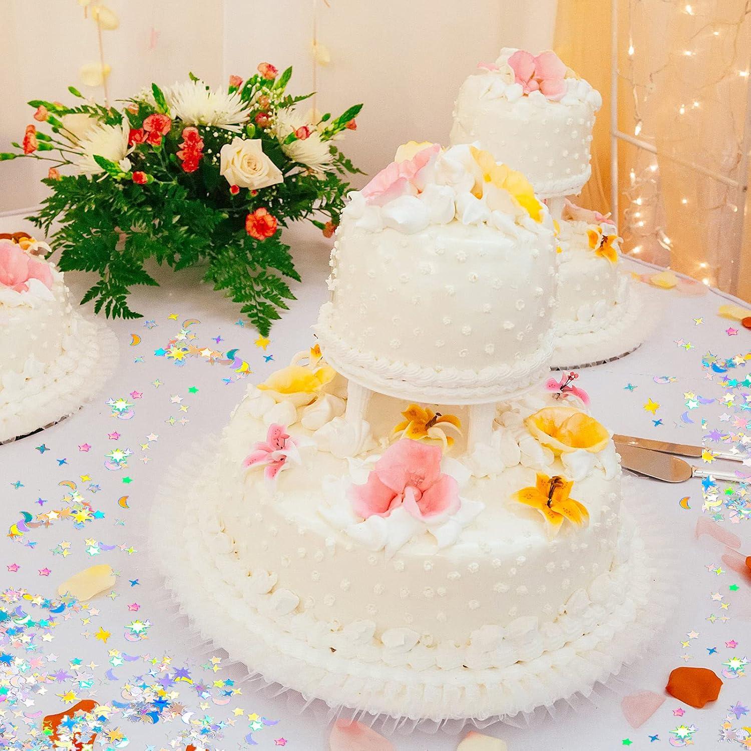 Confeti Holográfico Estrella y Luna 60g Skylety Plata