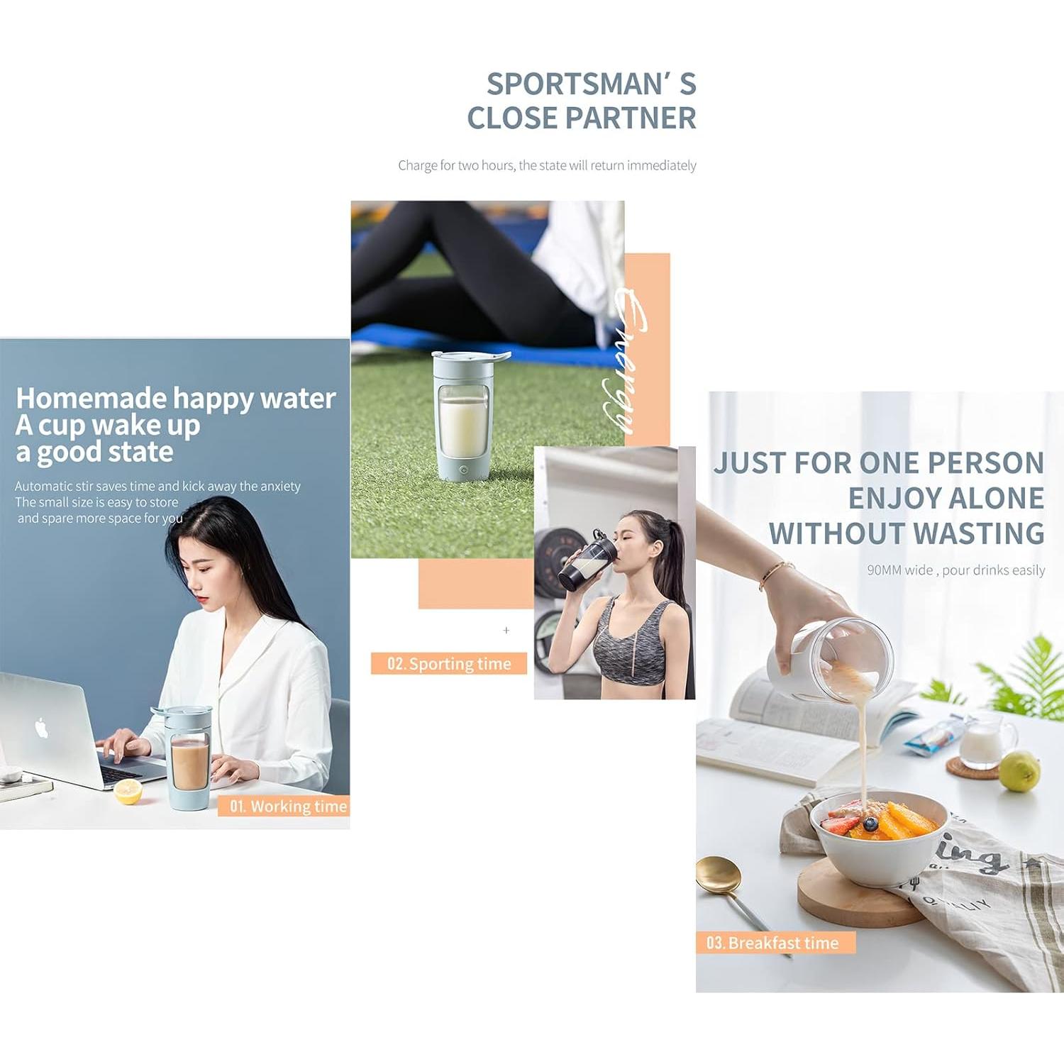 Botella Mezcladora Eléctrica DaaSiGwaa 650ml Rosa Tritan