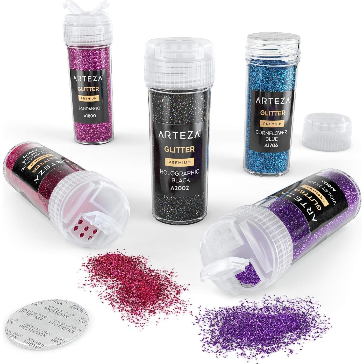 Set de 54 Colores Glitter Arteza, Extra Fino, 518g, Brilla UV