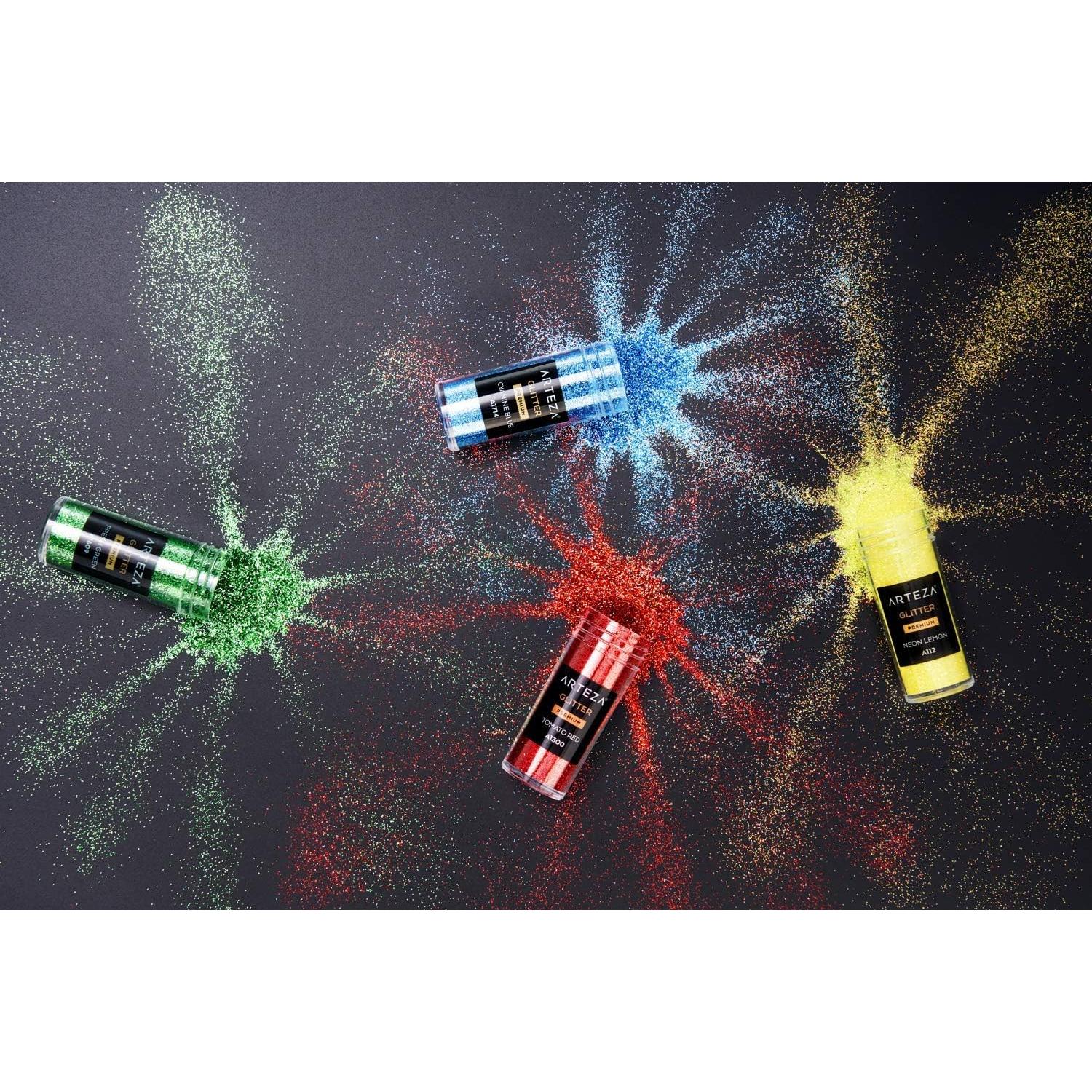 Set de 54 Colores Glitter Arteza, Extra Fino, 518g, Brilla UV