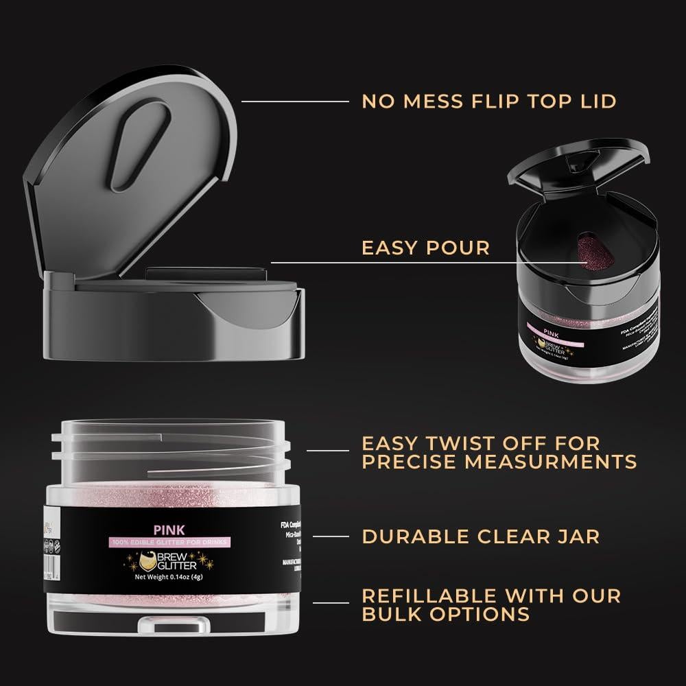Brew Glitter Rosa Brillo Comestible 4g para Bebidas