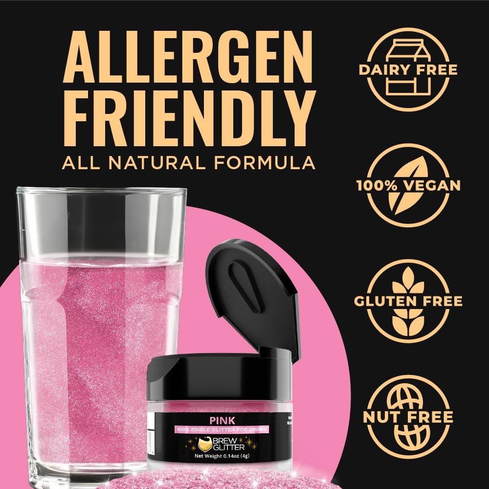 Brew Glitter Rosa Brillo Comestible 4g para Bebidas