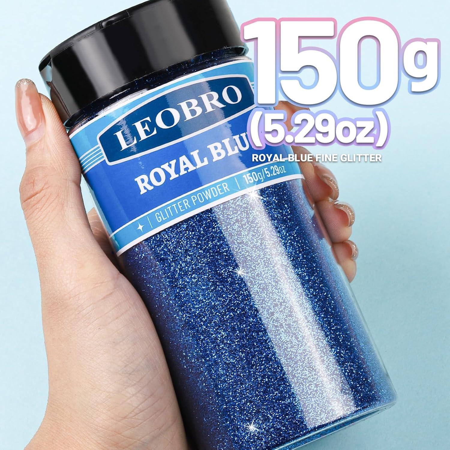 Brillo Fino Azul Real LEOBRO 150g para Manualidades y Belleza