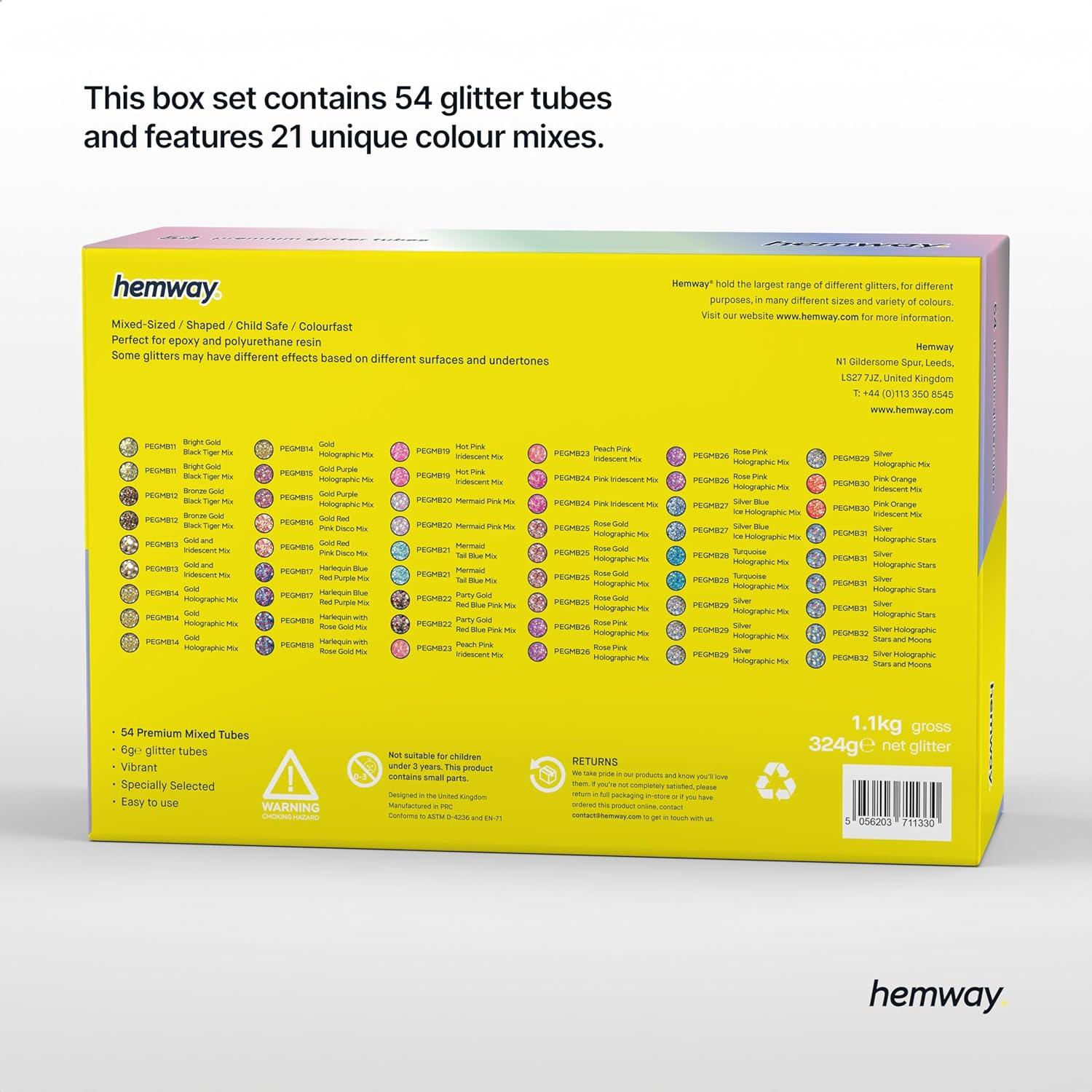 Set de 54 Brillantinas Mixtas Hemway para Manualidades