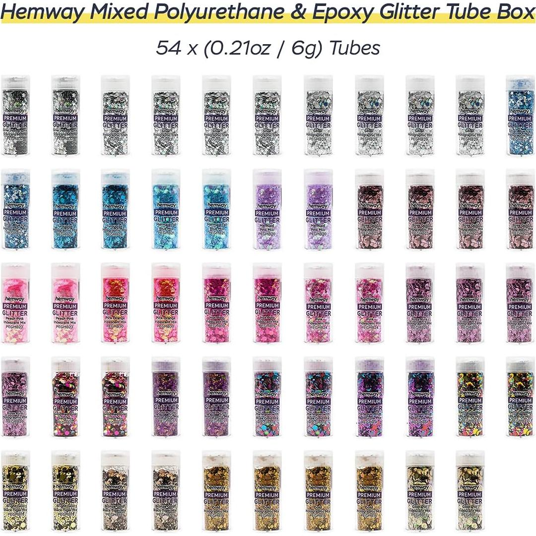 Set de 54 Brillantinas Mixtas Hemway para Manualidades