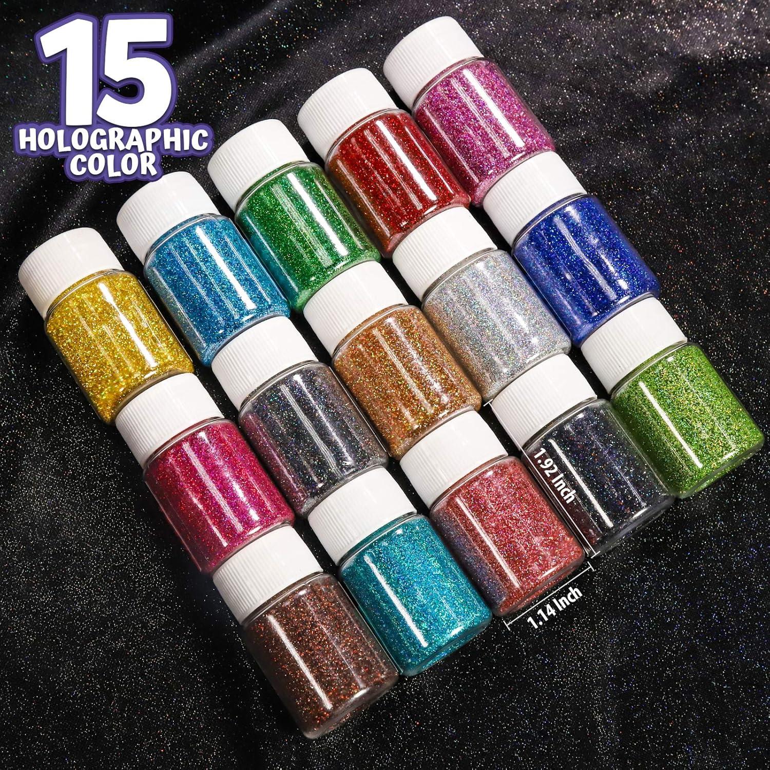 Purpurina Holográfica Fina LEOBRO 15 Colores 10g para Manualidades