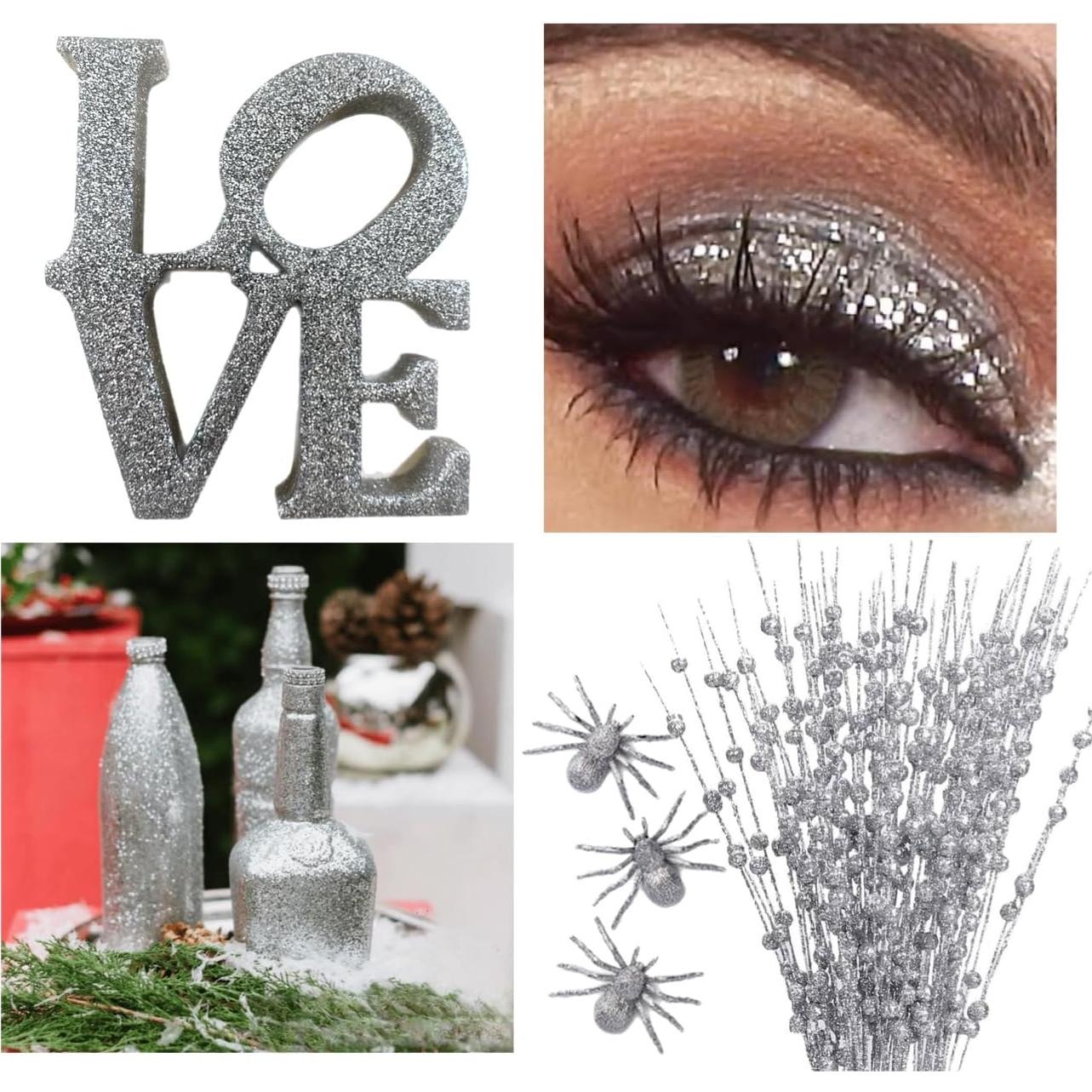 Glitter Plateado Hexagonal ALAZCO 226 Gramos para Manualidades