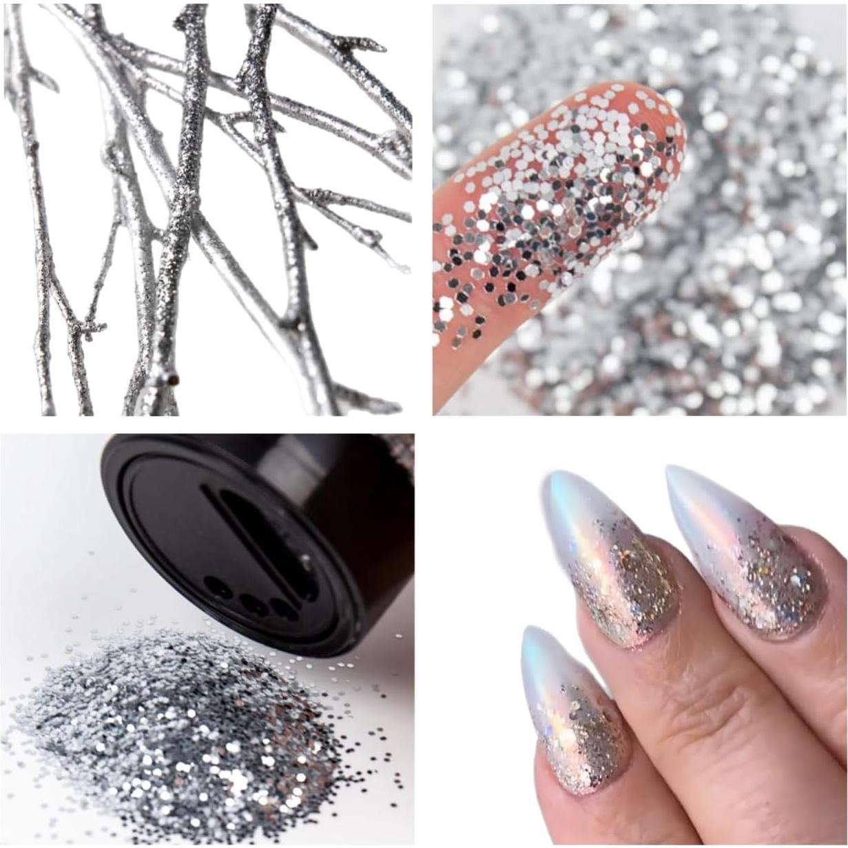 Glitter Plateado Hexagonal ALAZCO 226 Gramos para Manualidades