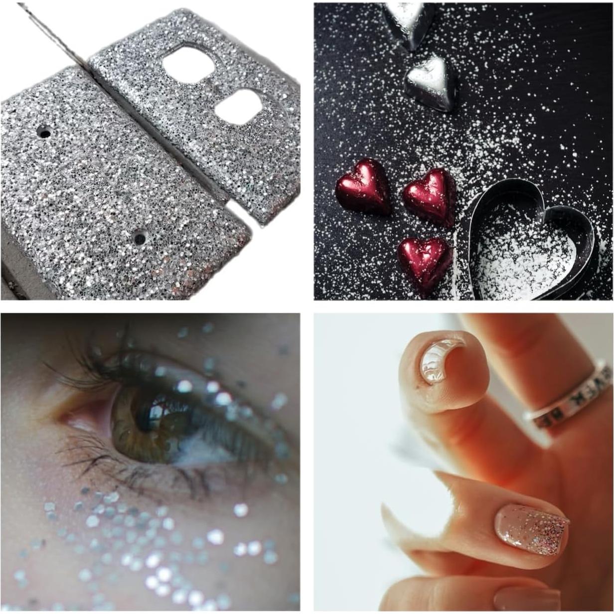 Glitter Plateado Hexagonal ALAZCO 226 Gramos para Manualidades