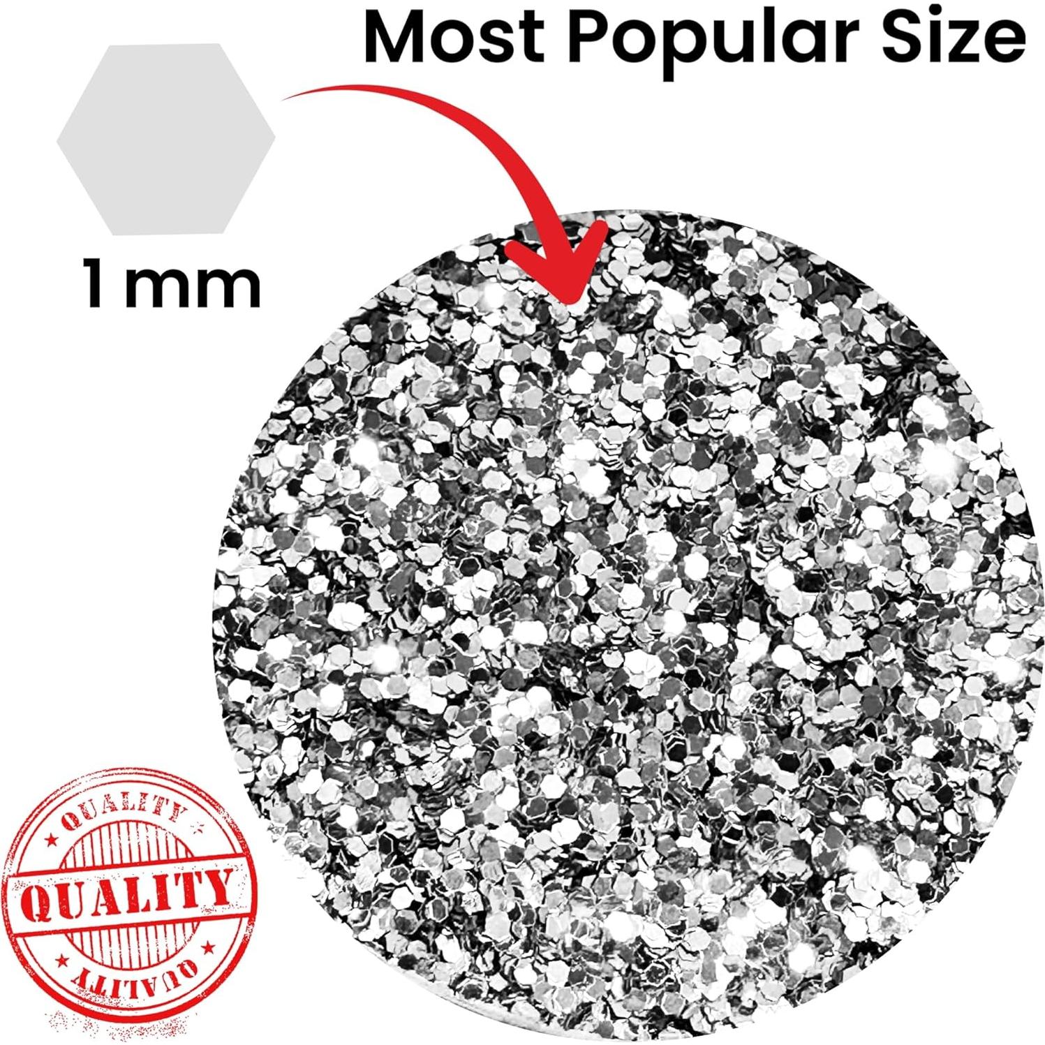 Glitter Plateado Hexagonal ALAZCO 226 Gramos para Manualidades