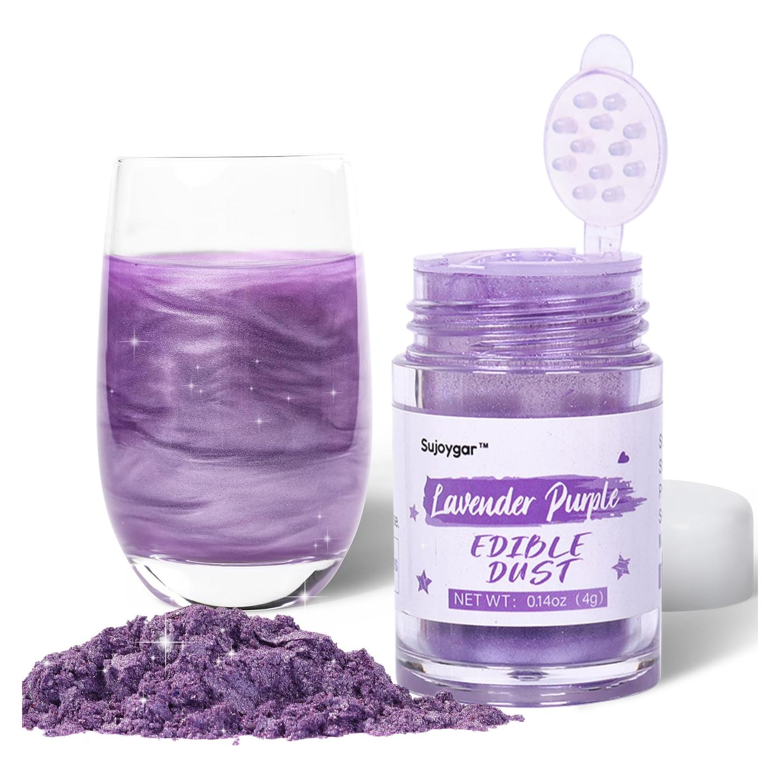 Glitter Comestible Púrpura Lavanda Sujoygar 4g Grado Alimenticio