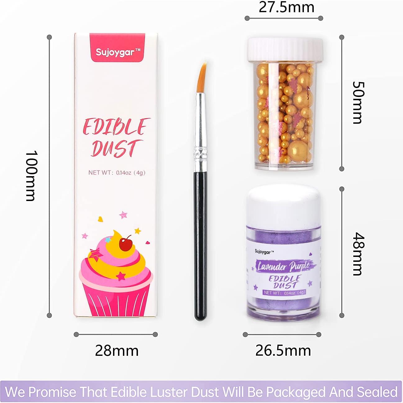 Glitter Comestible Púrpura Lavanda Sujoygar 4g Grado Alimenticio