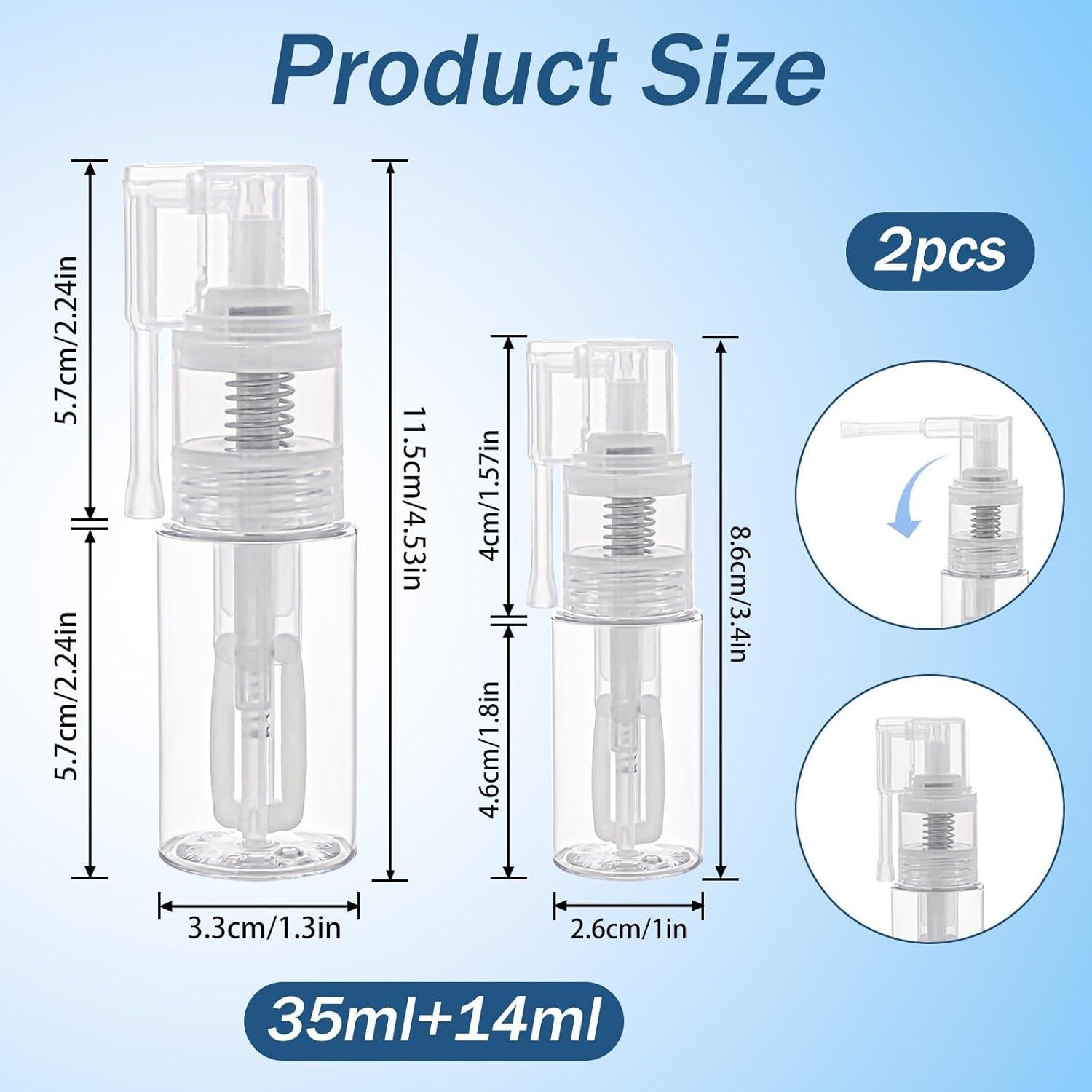 Botellas de Spray de Polvo Vin Beauty 35ml + 14ml Reutilizables