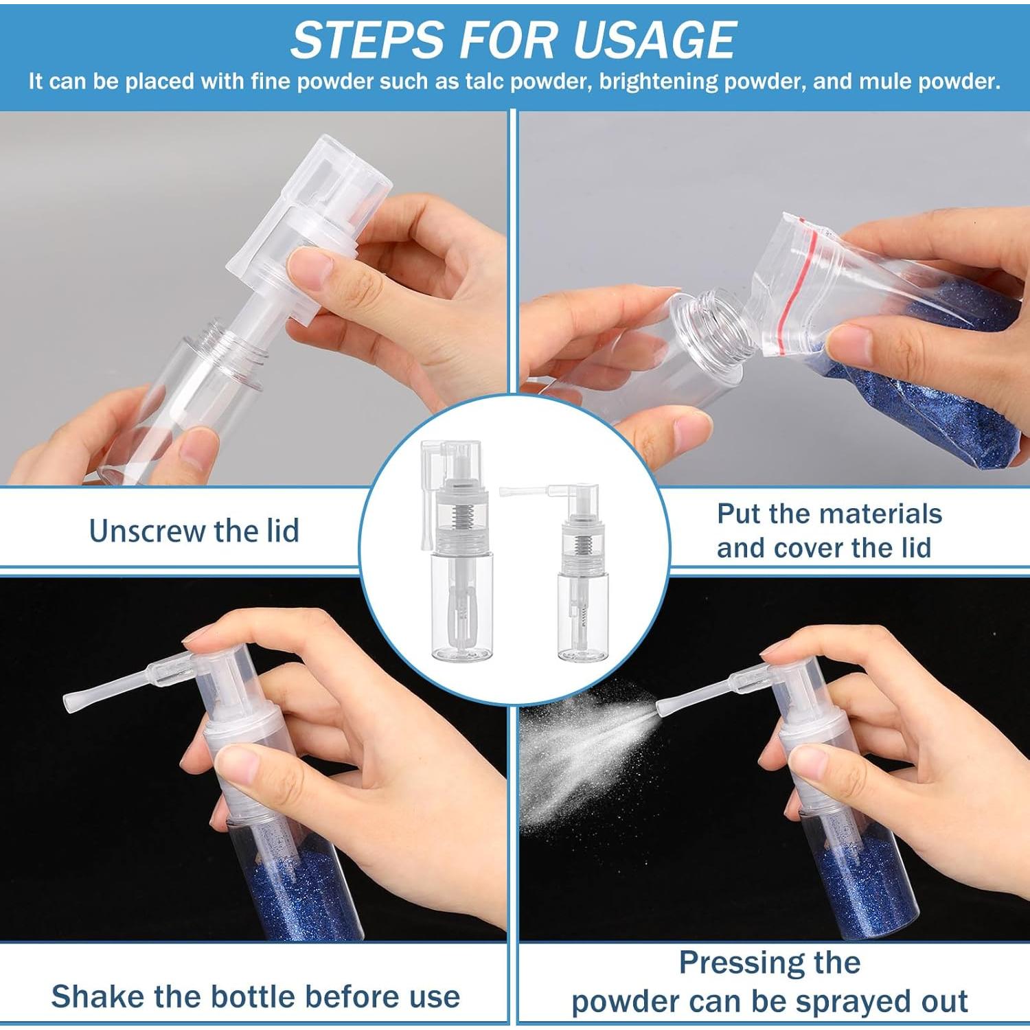 Botellas de Spray de Polvo Vin Beauty 35ml + 14ml Reutilizables