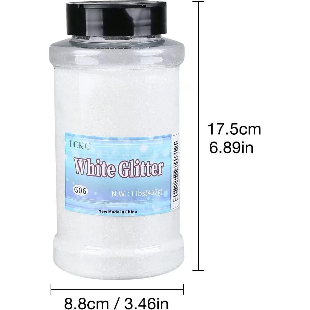 Polvo de Brillo Fino TORC Blanco 0.45 kg para Manualidades