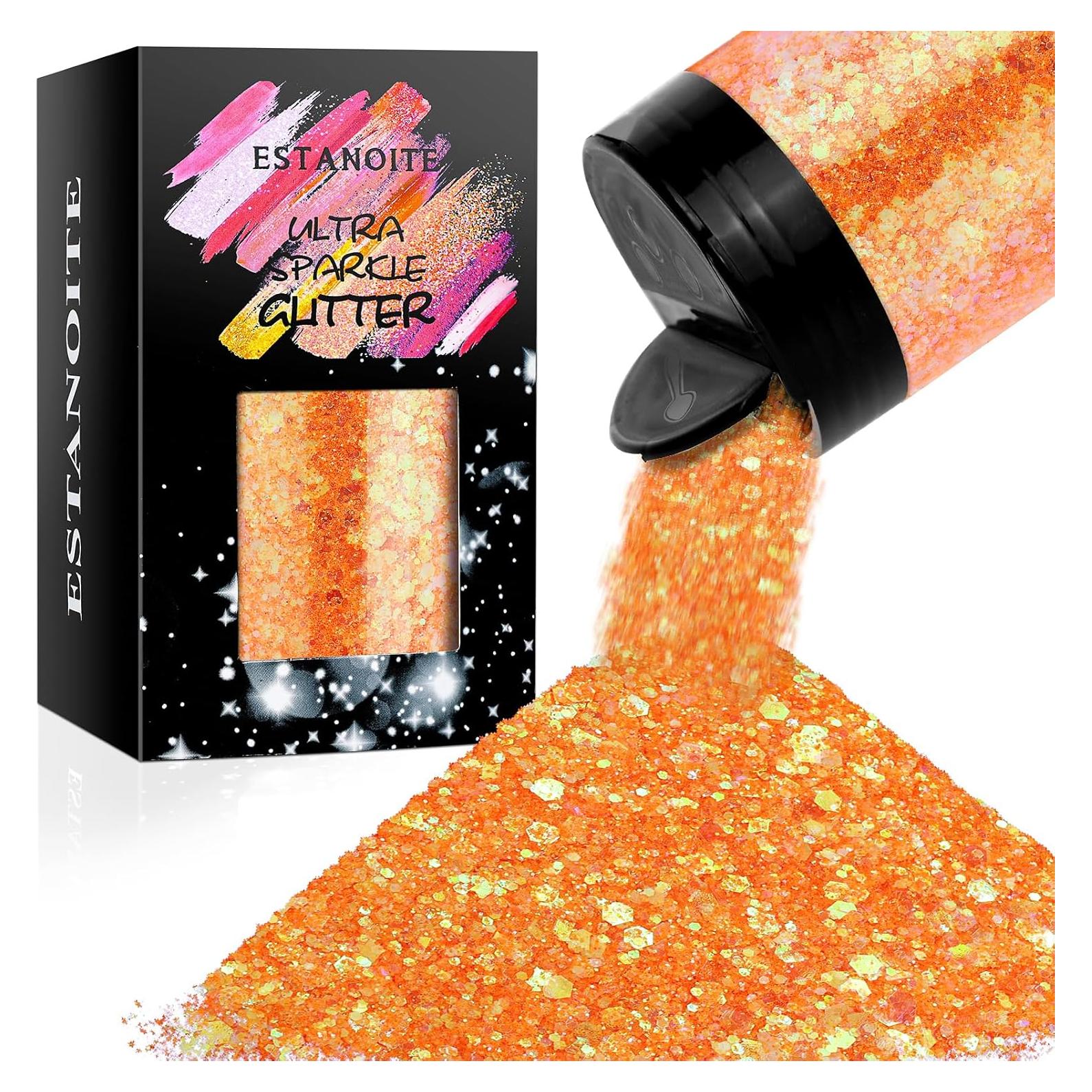 Glitter Chunky Iridiscente Estanoite 160g Naranja para Manualidades