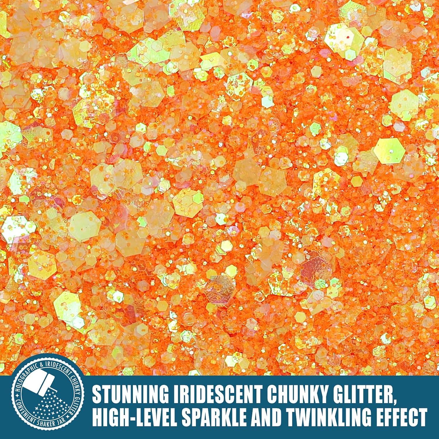 Glitter Chunky Iridiscente Estanoite 160g Naranja para Manualidades