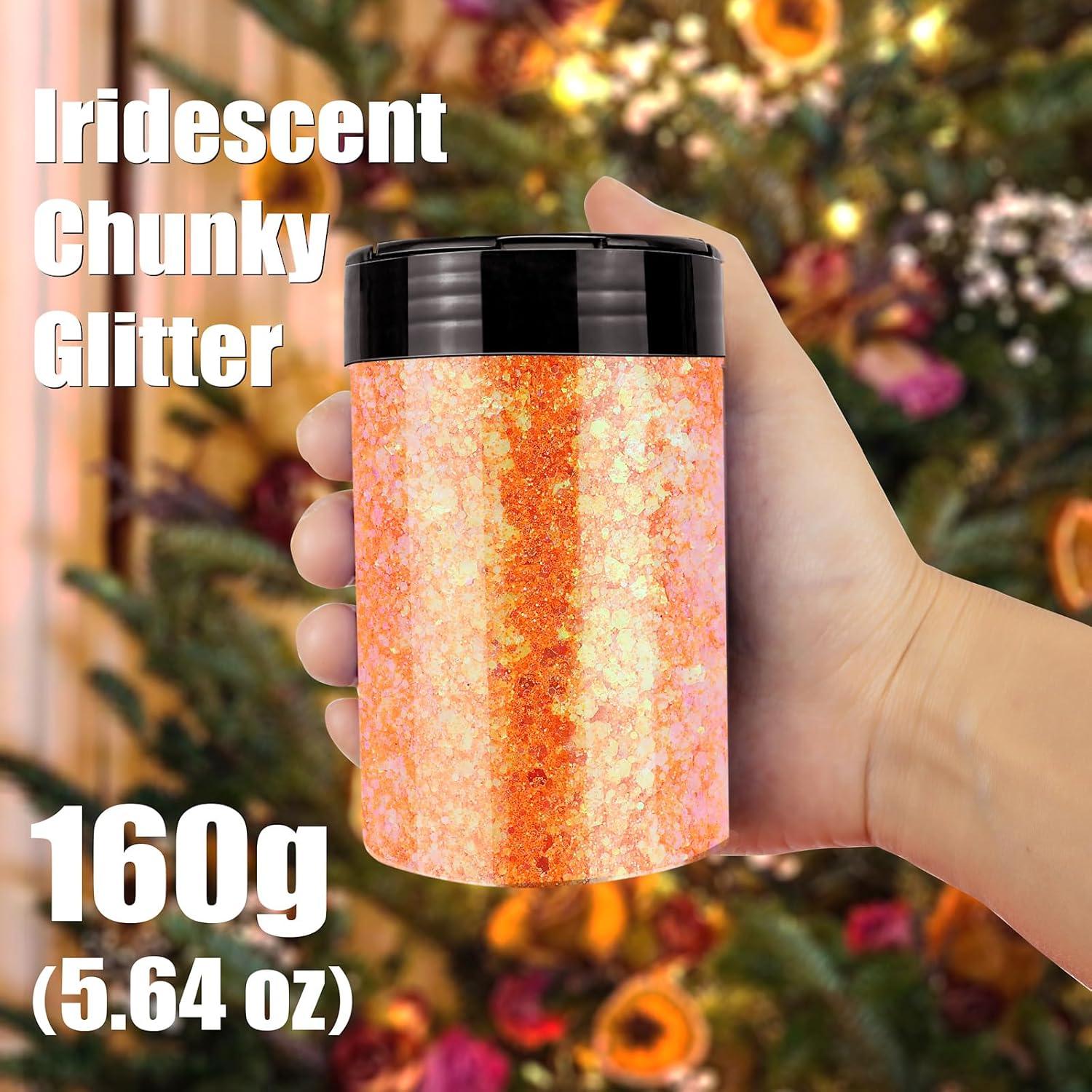 Glitter Chunky Iridiscente Estanoite 160g Naranja para Manualidades