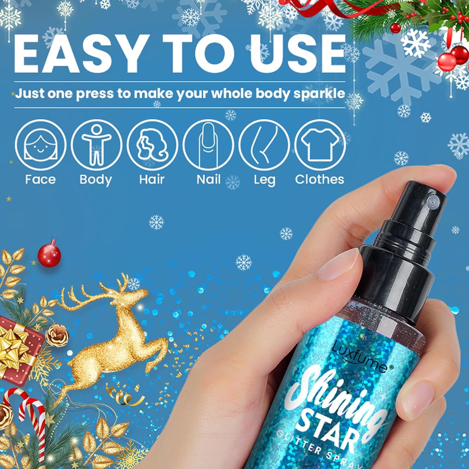 Spray Brillante Corporal MEICOLY Azul 100ML - Brillo para Cabello y Ropa