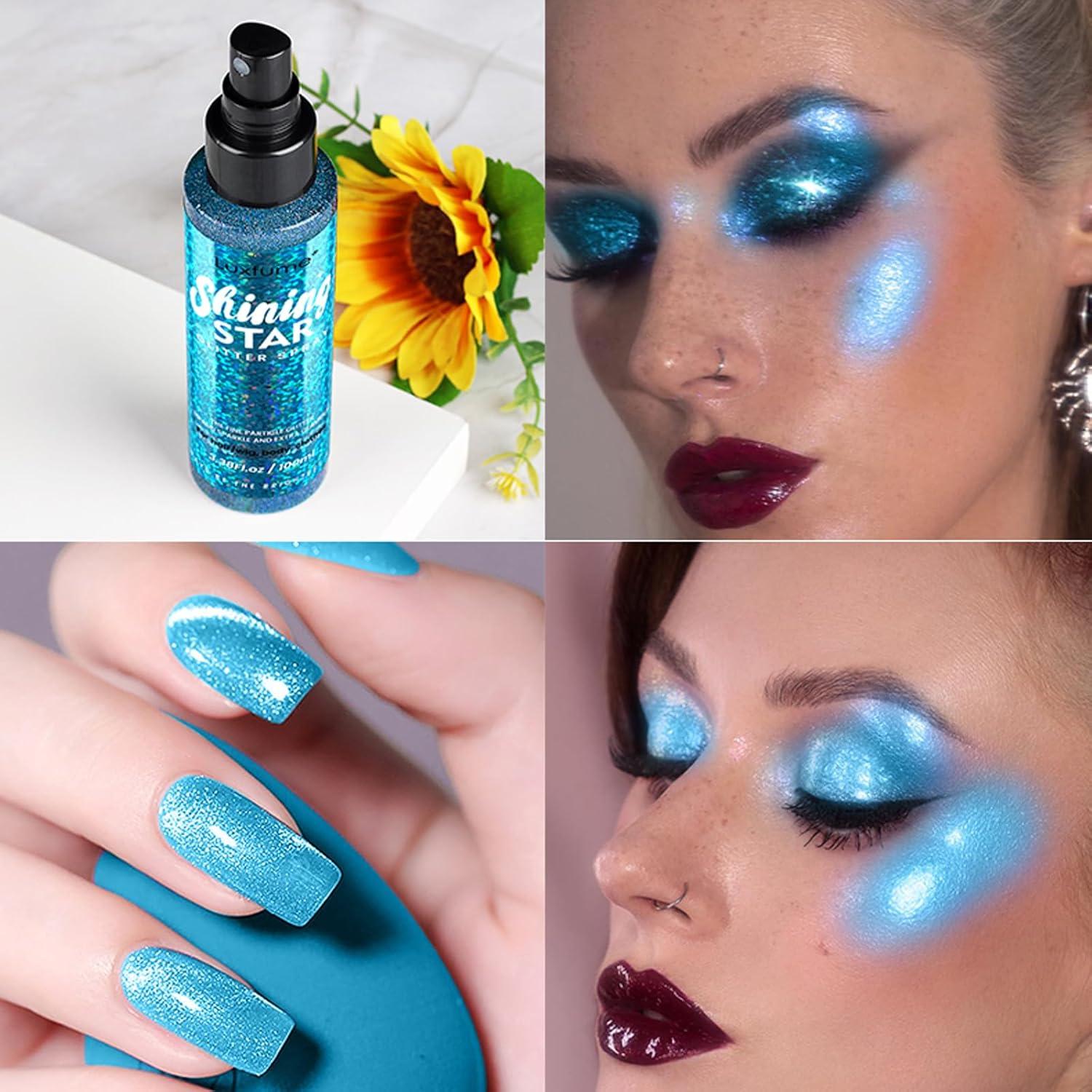 Spray Brillante Corporal MEICOLY Azul 100ML - Brillo para Cabello y Ropa