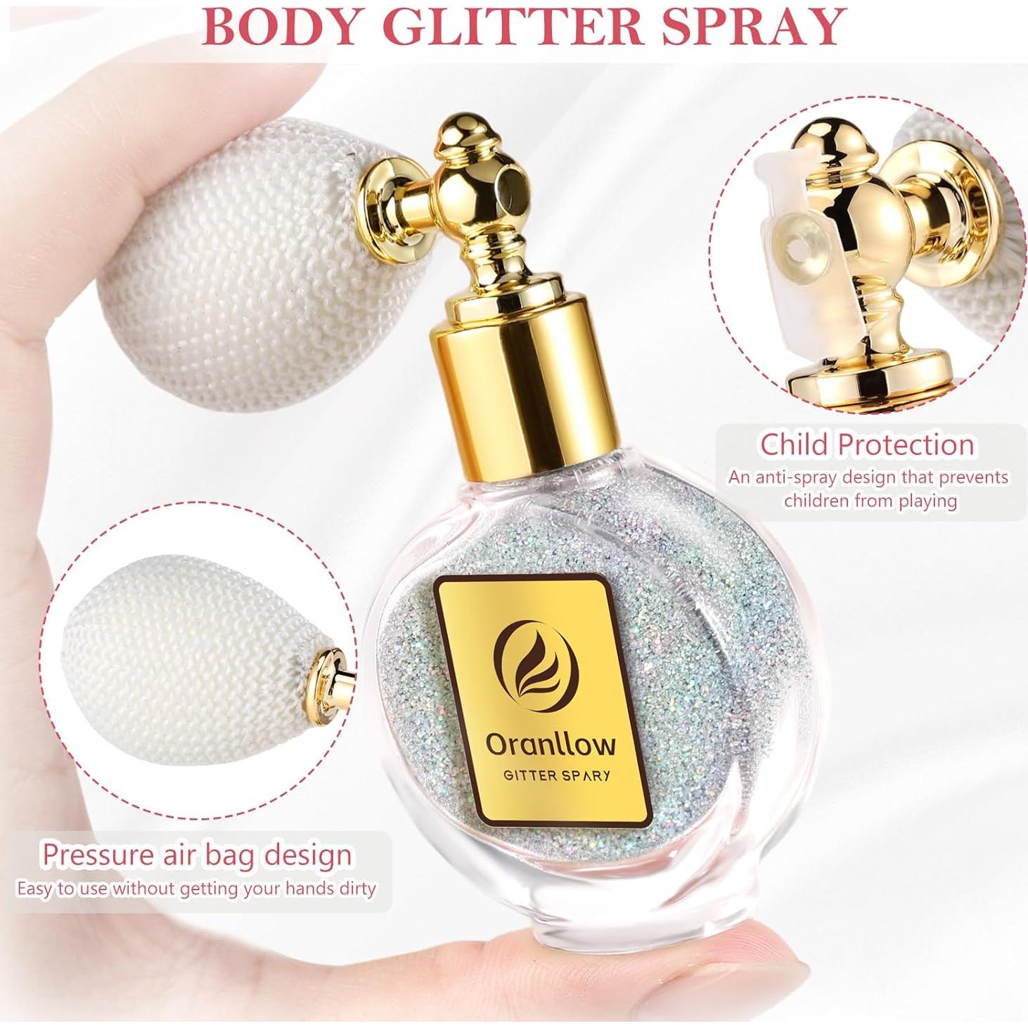 Spray de Brillo Corporal Holográfico Oranllow 70.87g Plateado