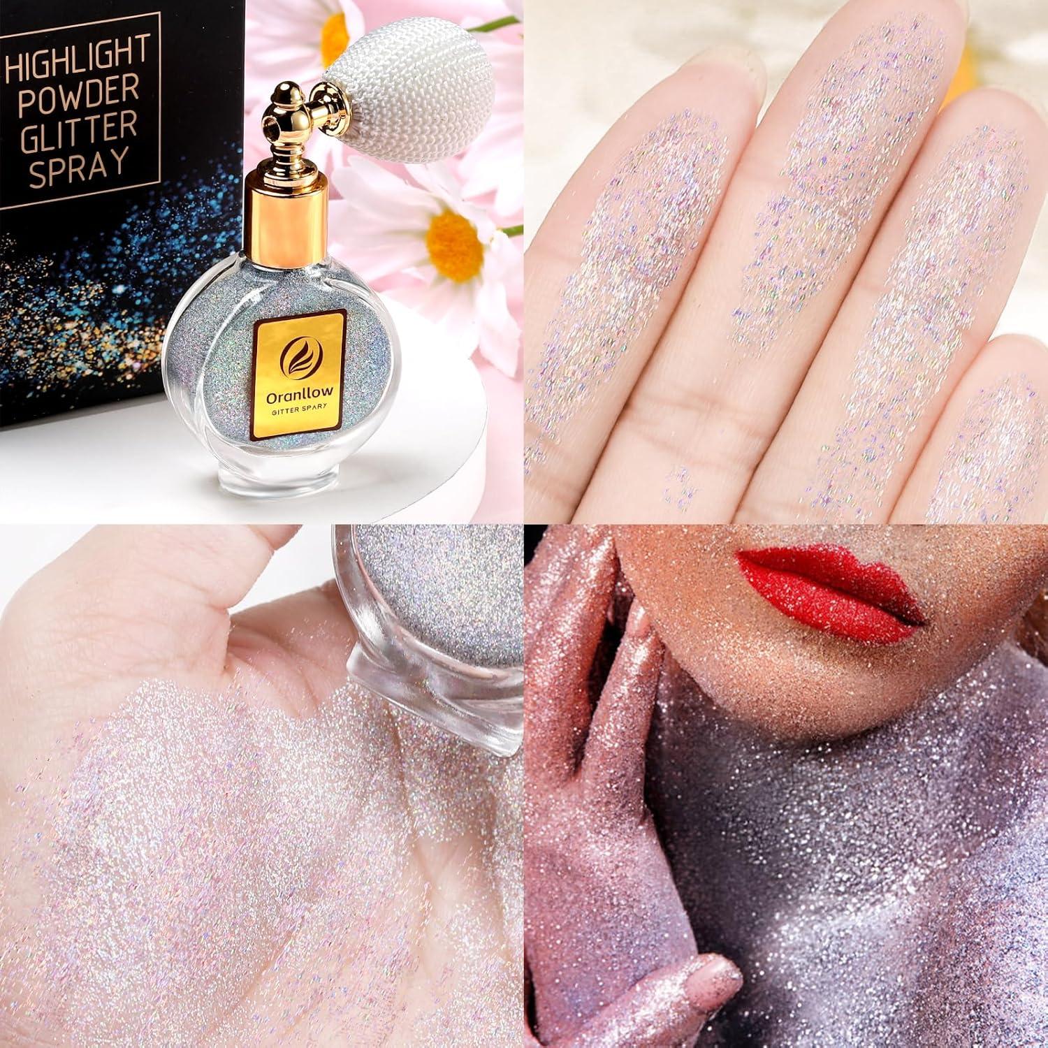 Spray de Brillo Corporal Holográfico Oranllow 70.87g Plateado