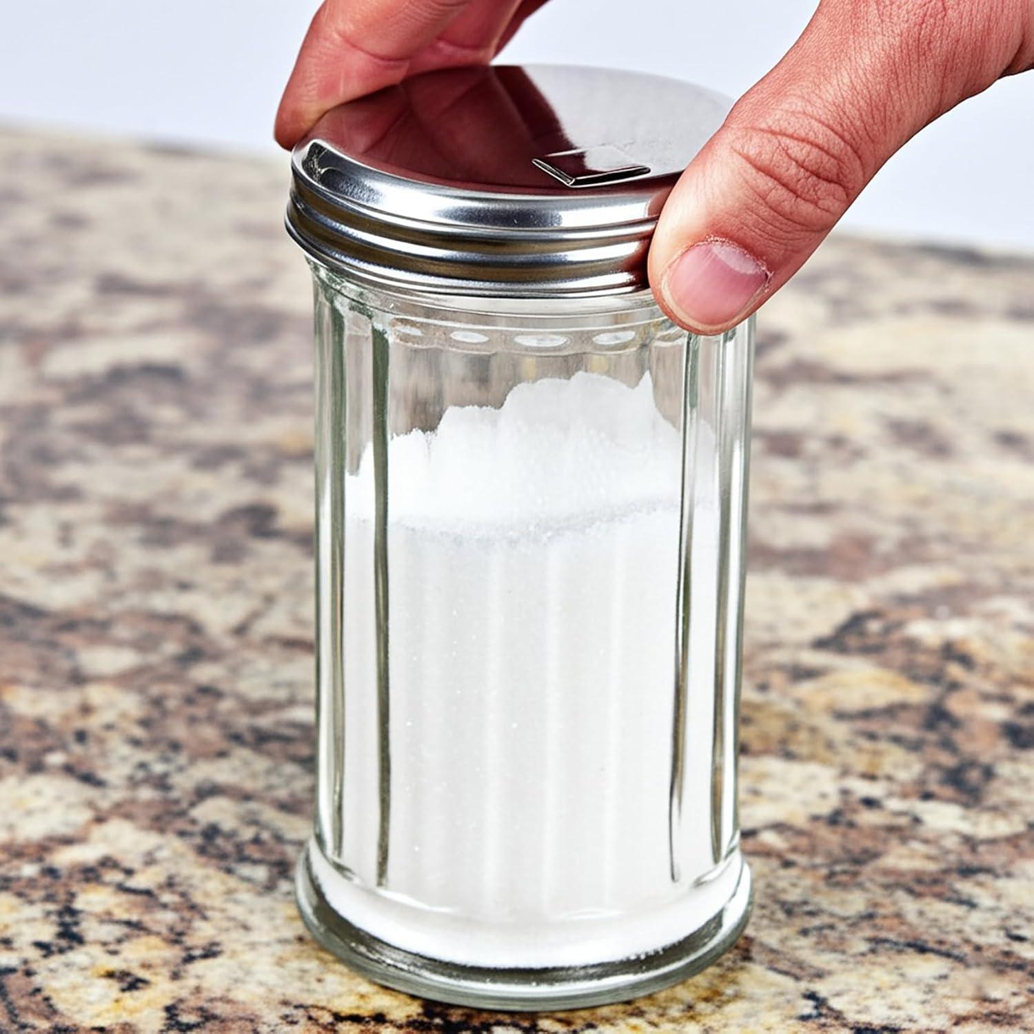 Dispensador de Azúcar de Vidrio BNYD 14 cm con Tapa de Metal