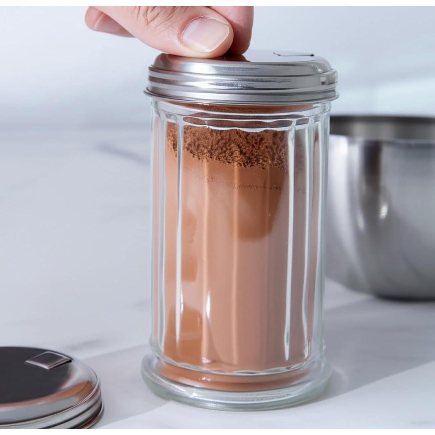 Dispensador de Azúcar de Vidrio BNYD 14 cm con Tapa de Metal