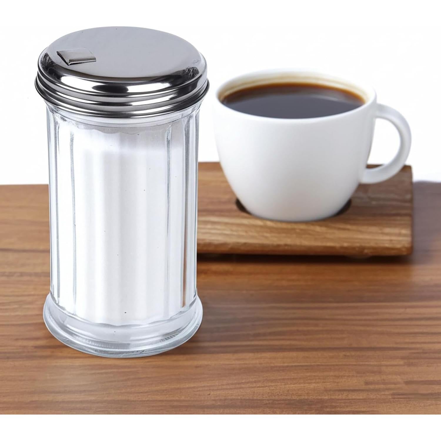 Dispensador de Azúcar de Vidrio BNYD 14 cm con Tapa de Metal