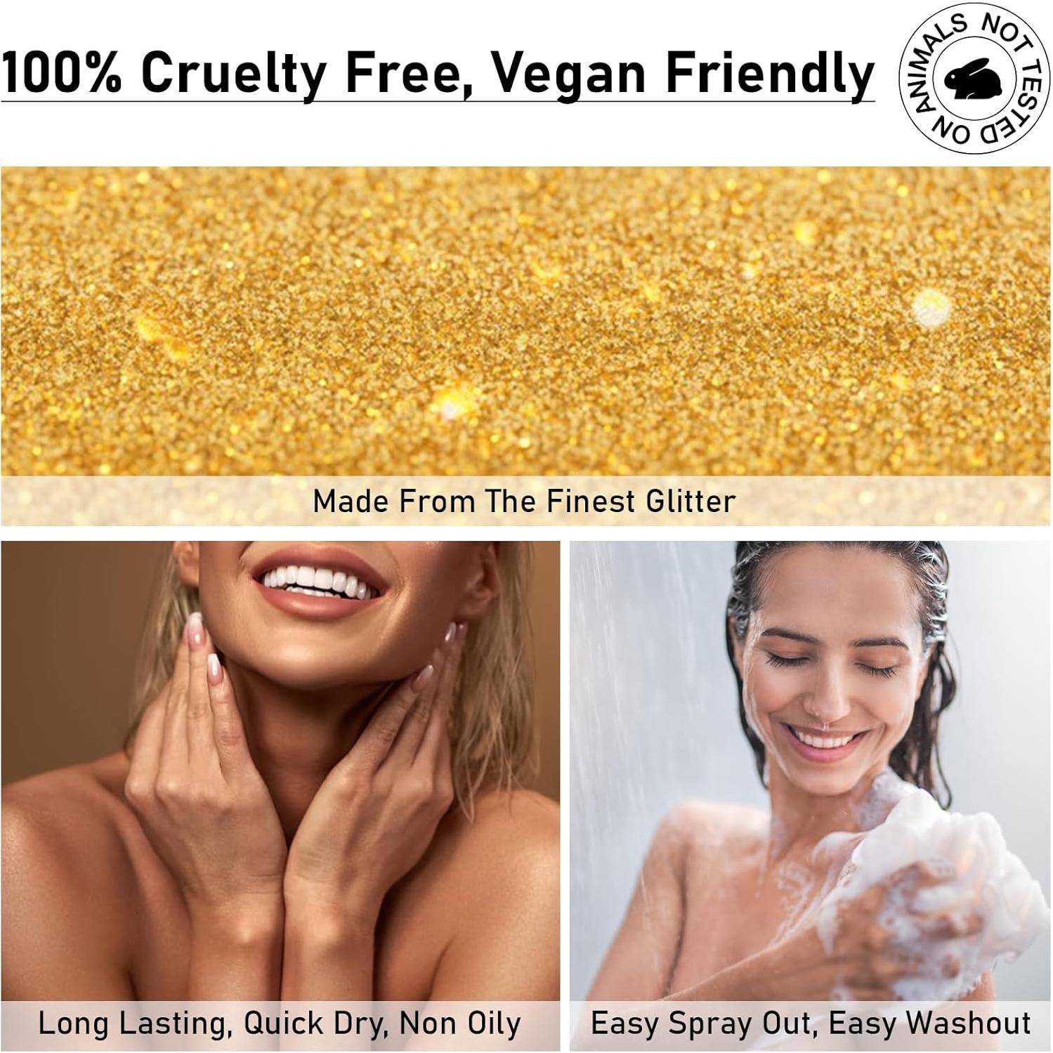 Spray Brillo Corporal Pjordo 113g Dorado para Cabello y Piel