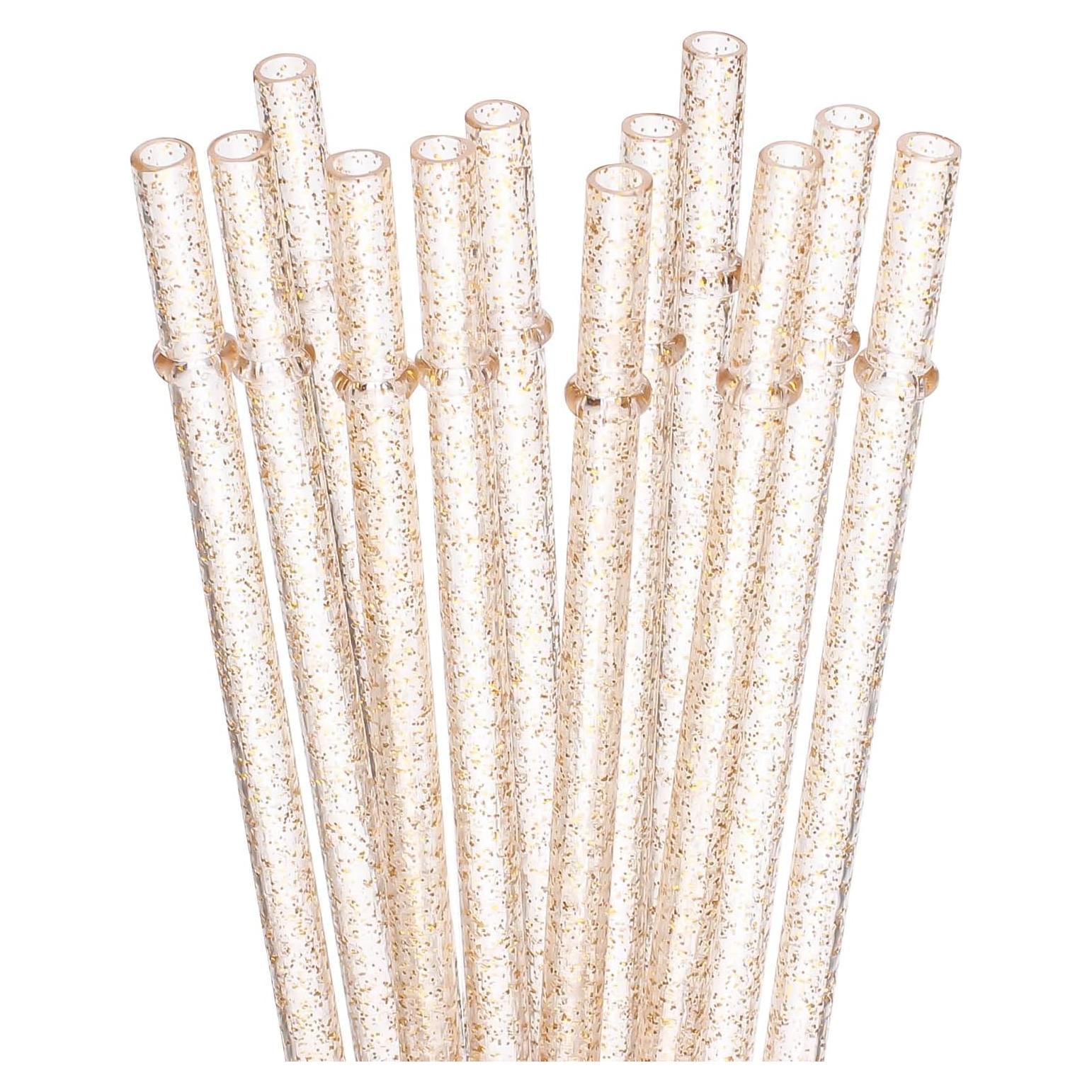 Popotes Reutilizables Dakoufish 12 Piezas 28.2cm Brillo Dorado