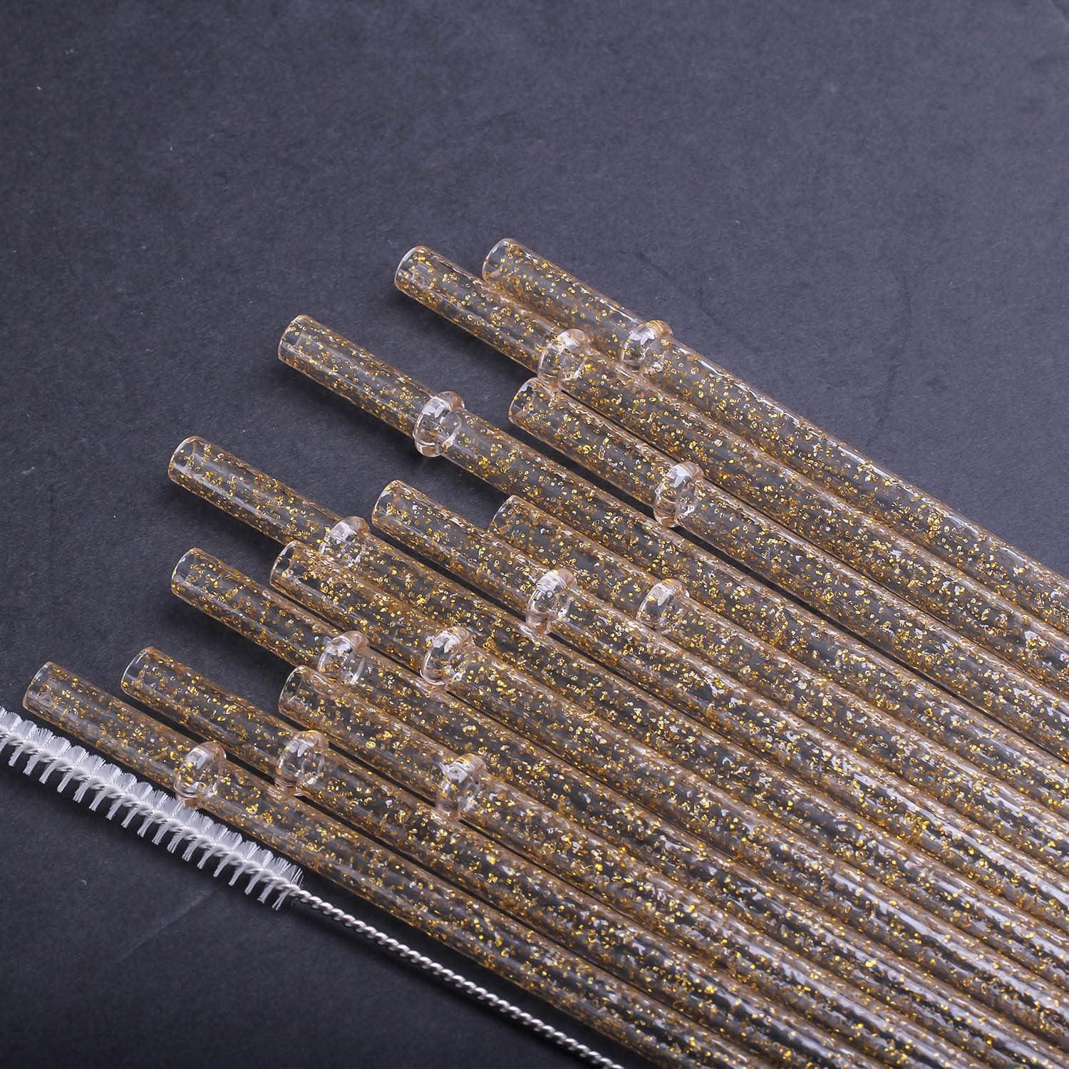 Popotes Reutilizables Dakoufish 12 Piezas 28.2cm Brillo Dorado