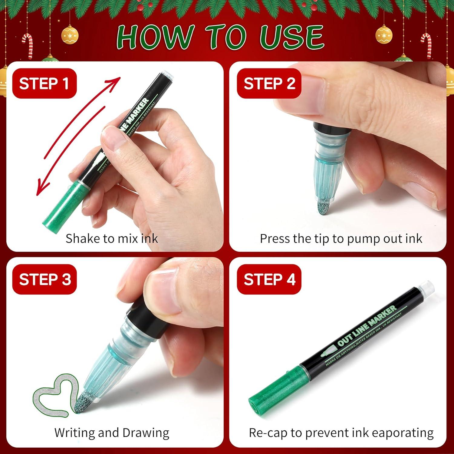 Marcadores de Contorno Brillantes Upanic - 12 Colores Metálicos