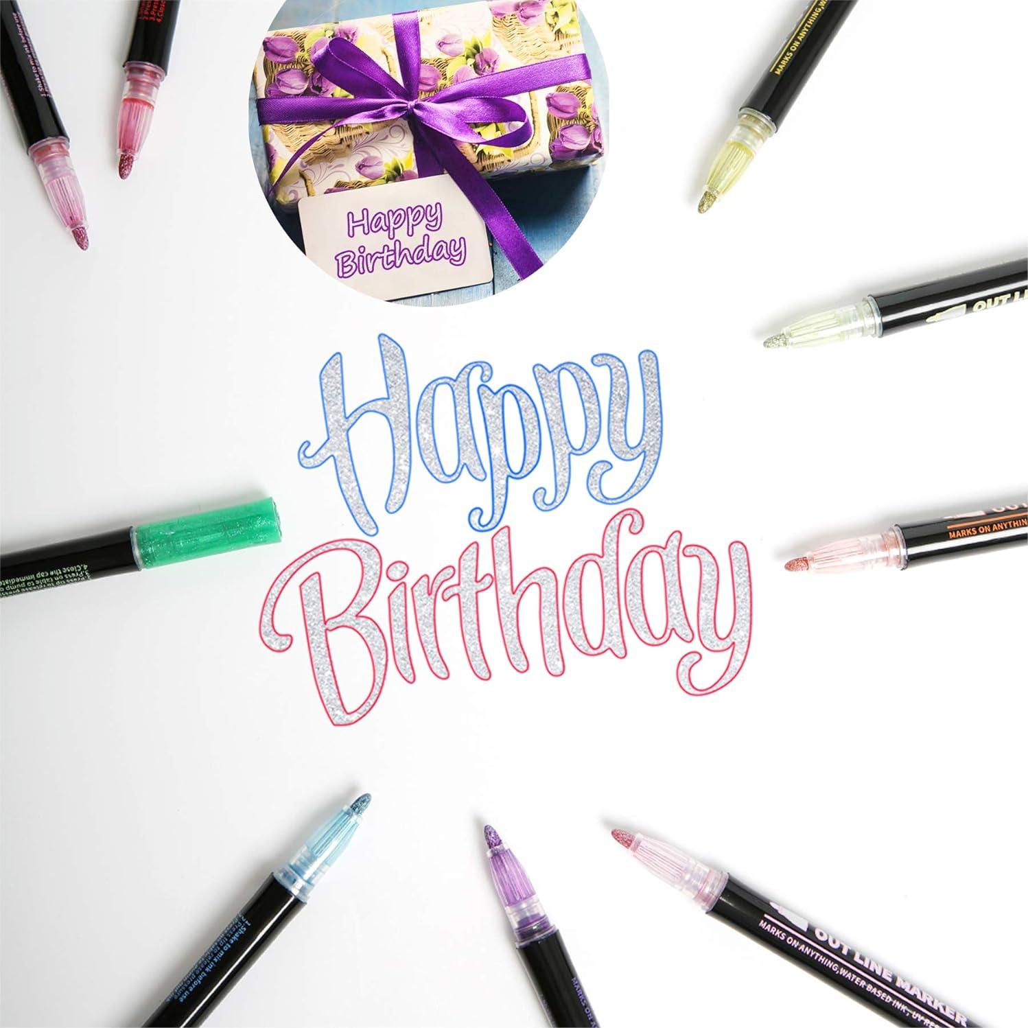 Marcadores de Contorno Brillantes Upanic - 12 Colores Metálicos