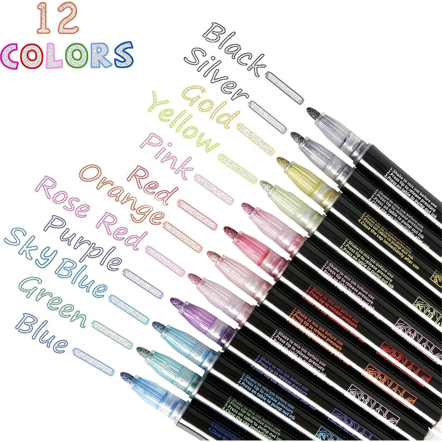 Marcadores de Contorno Brillantes Upanic - 12 Colores Metálicos