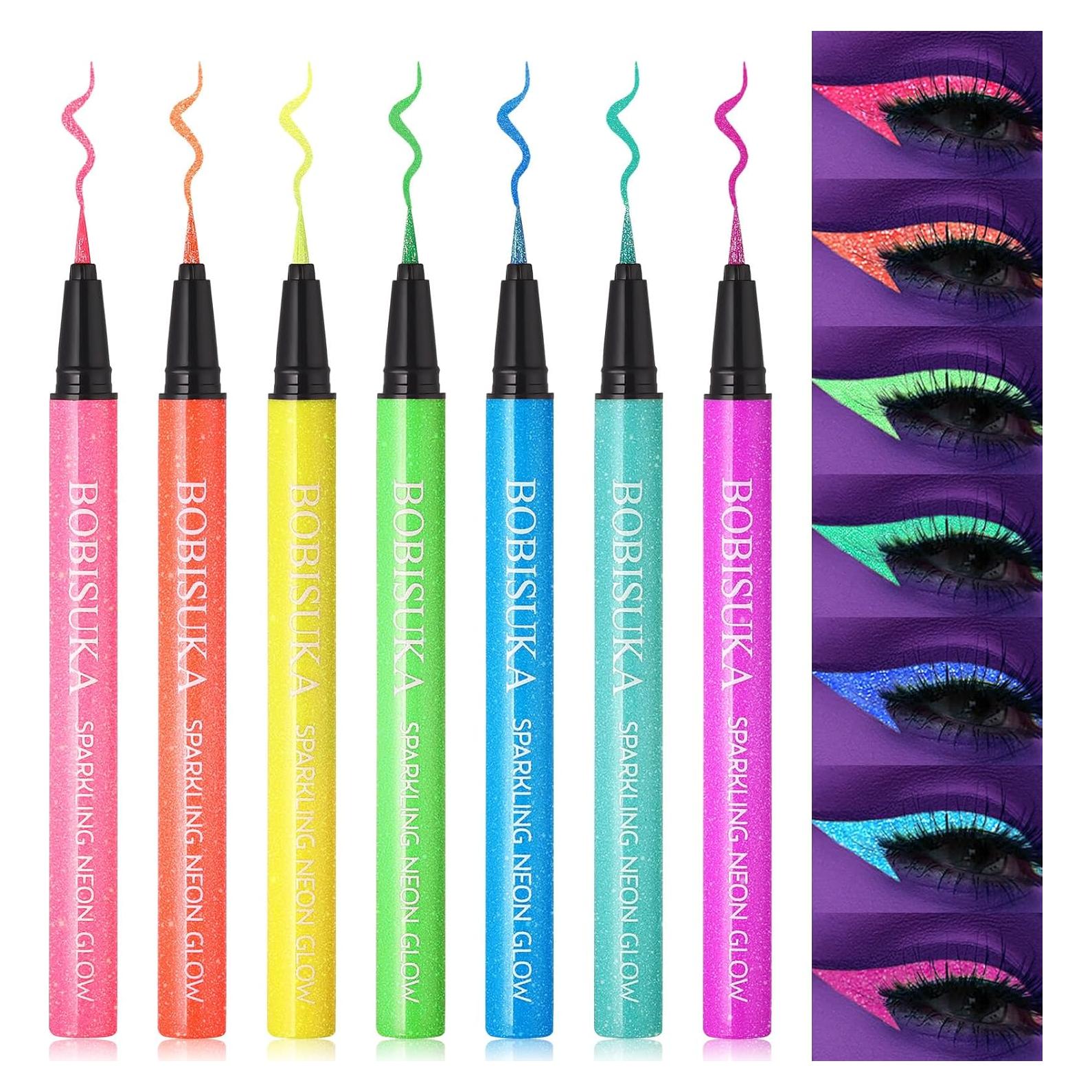 Delineador de Ojos Neón BOBISUKA - Set 7 Colores UV Impermeable