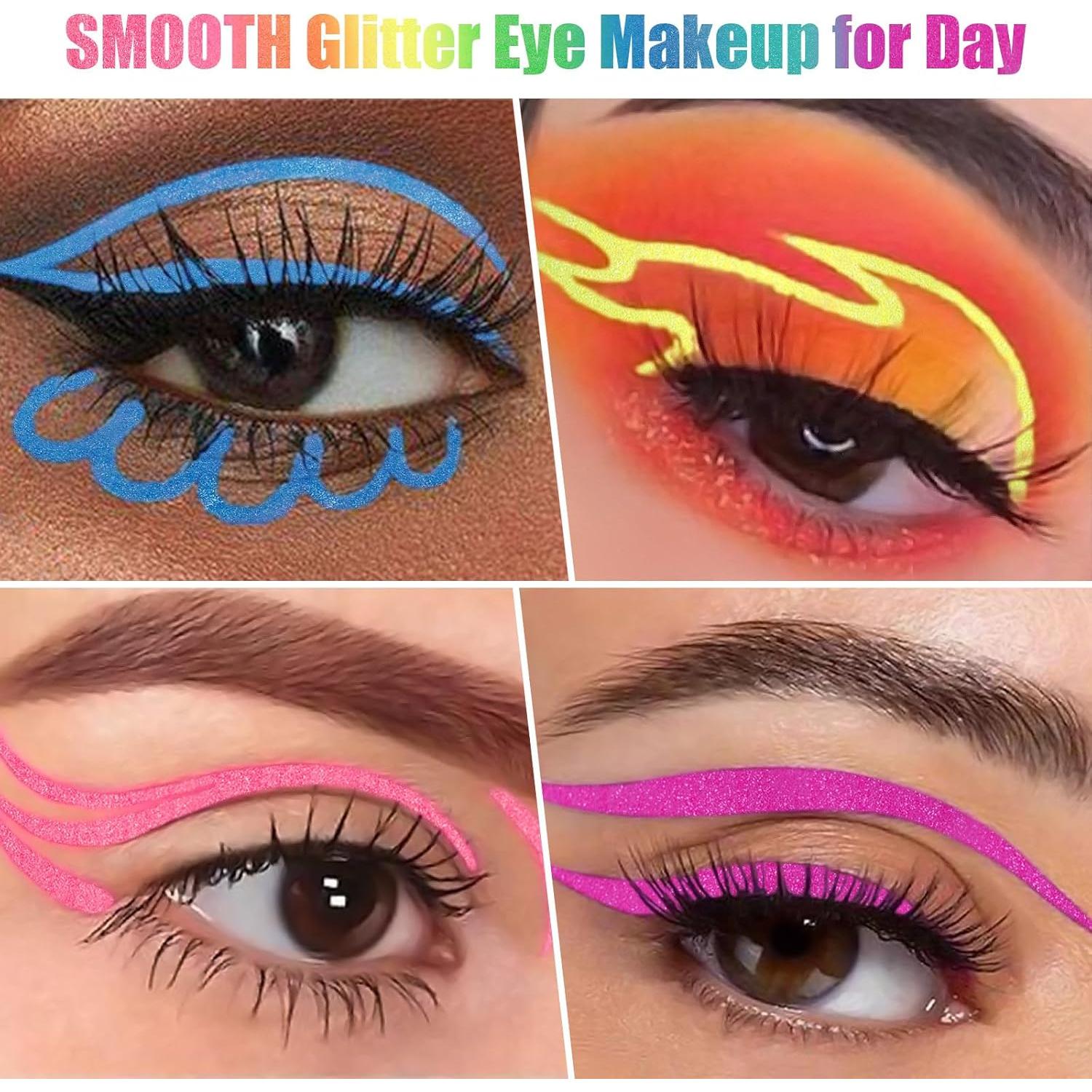 Delineador de Ojos Neón BOBISUKA - Set 7 Colores UV Impermeable