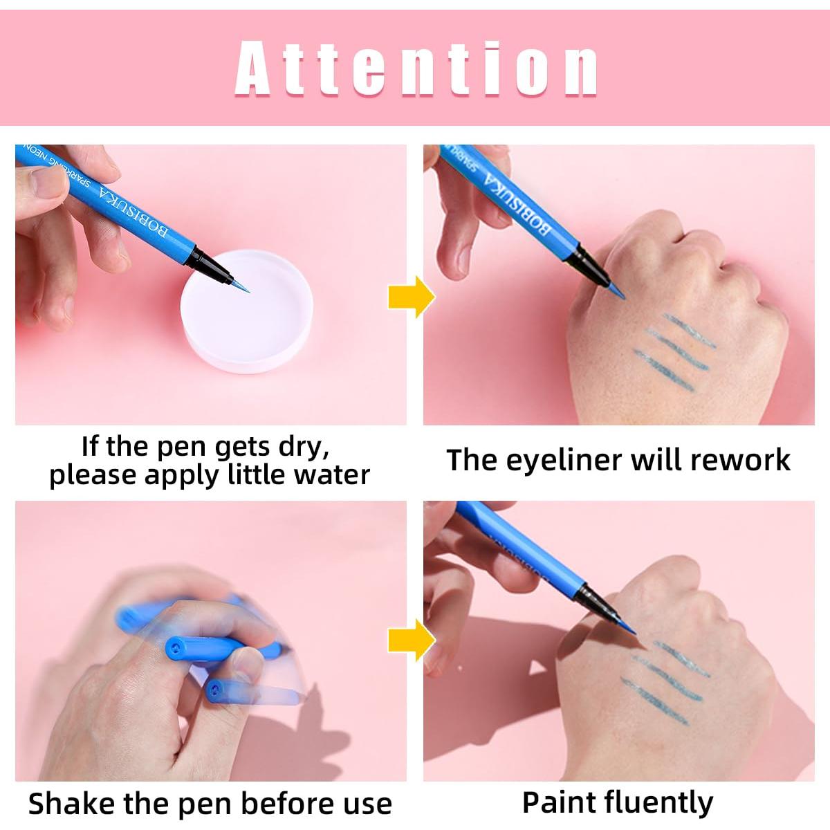 Delineador de Ojos Neón BOBISUKA - Set 7 Colores UV Impermeable