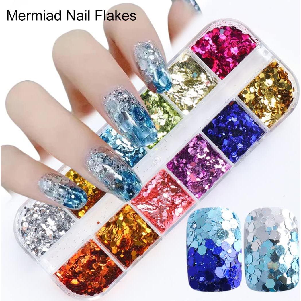 Kit de Purpurina Holográfica UARUOGP 2 Cajas 24 Colores Uñas