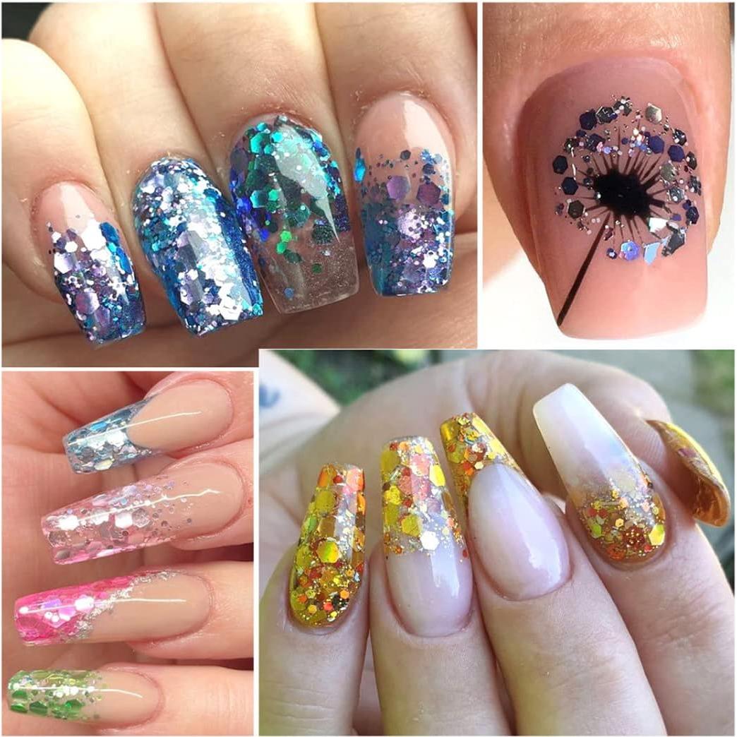 Kit de Purpurina Holográfica UARUOGP 2 Cajas 24 Colores Uñas